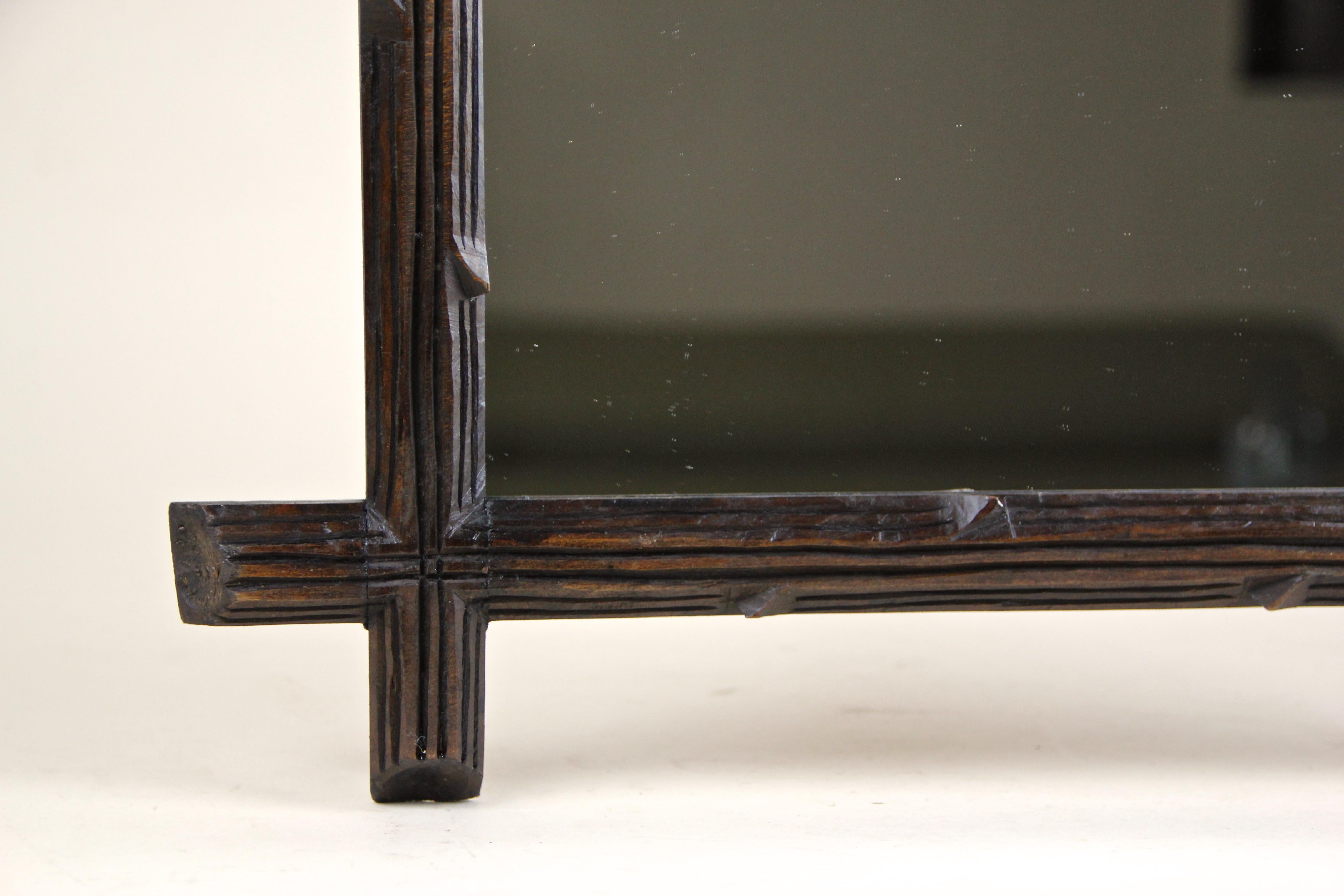 Black Forest Wall Mirror Hand Carved, Austria, circa 1880 For Sale 1