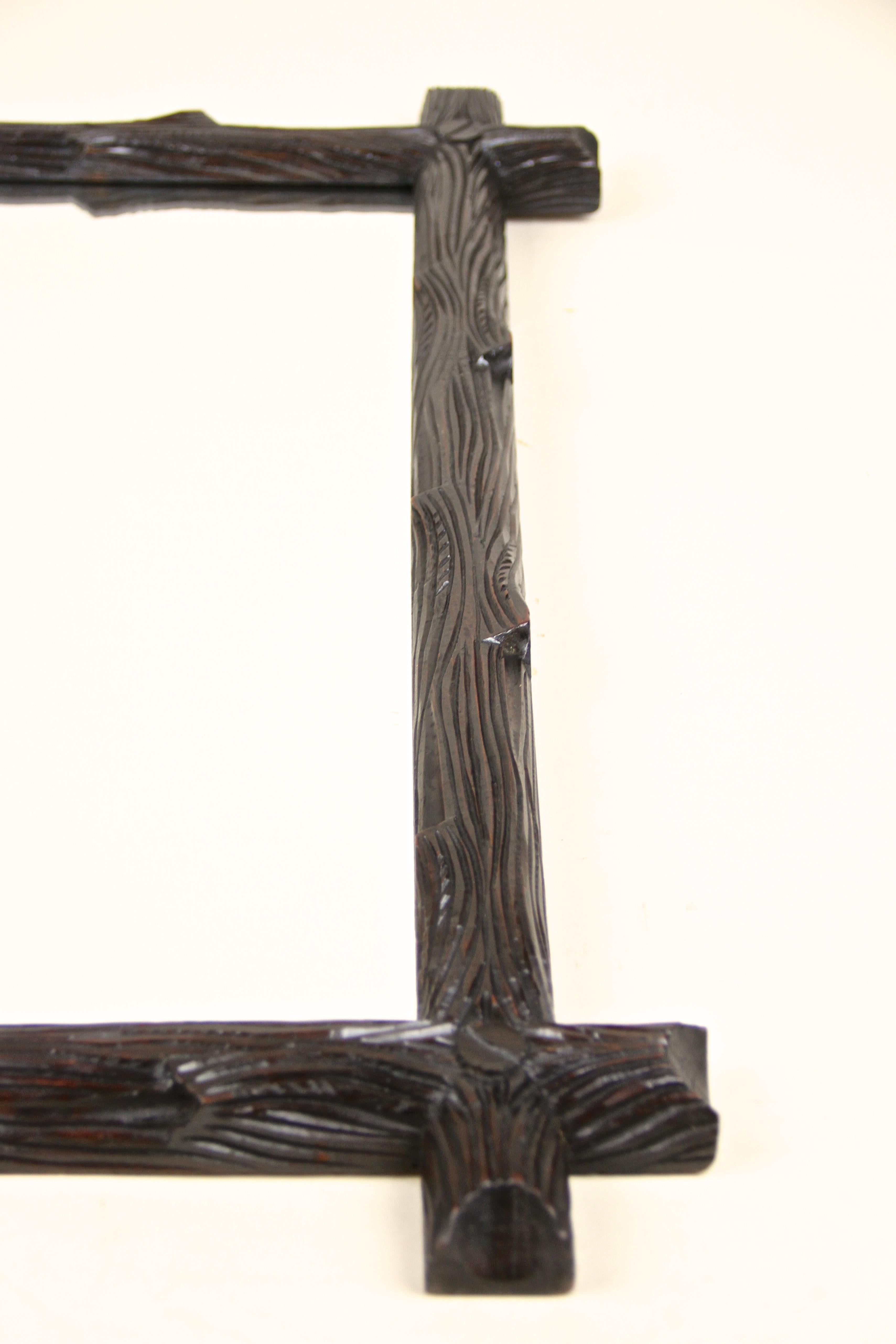Black Forest Wall Mirror Rustic Style Hand Carved, Austria, circa 1880 For Sale 3