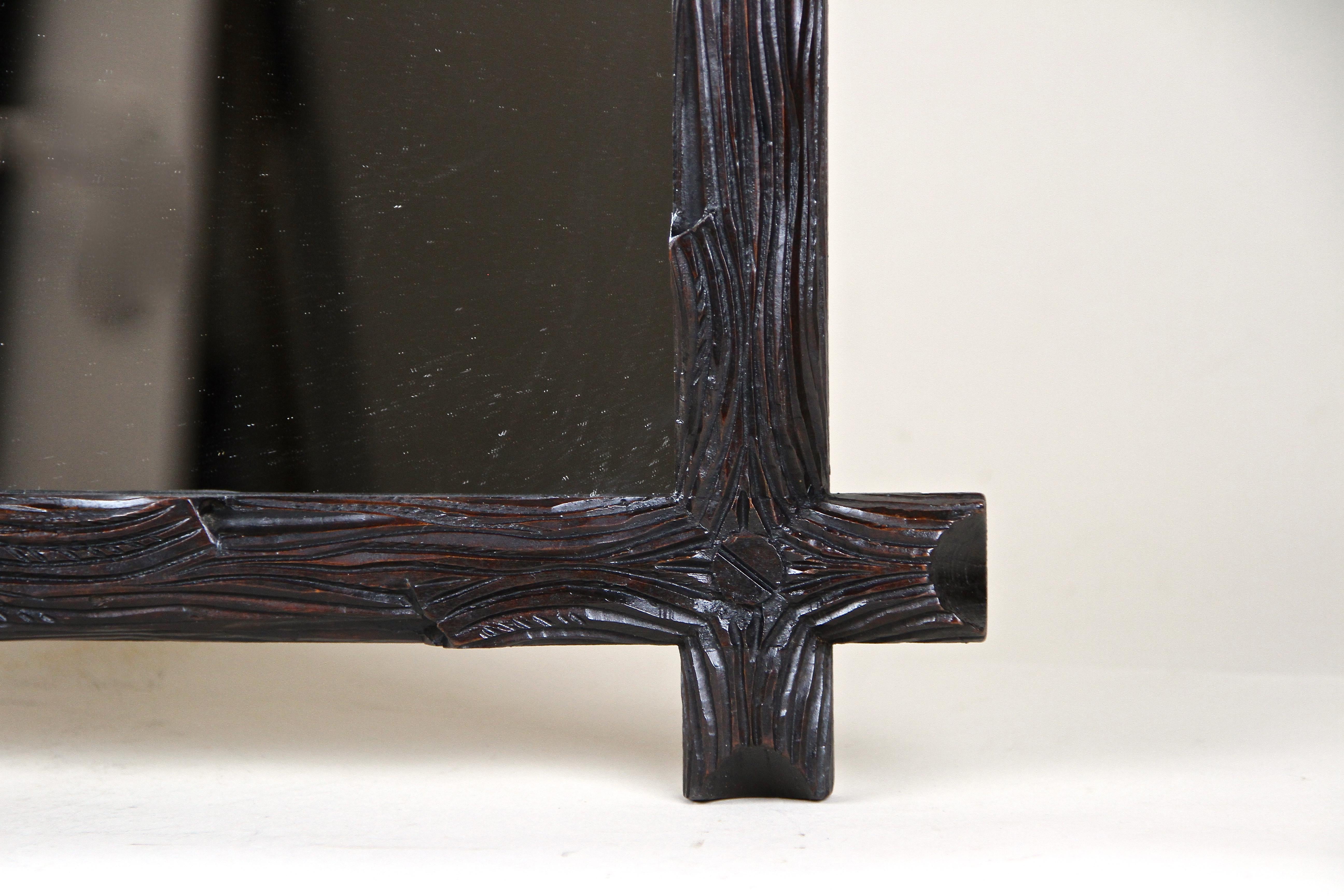 19th Century Black Forest Wall Mirror Rustic Style Hand Carved, Austria, circa 1880 For Sale