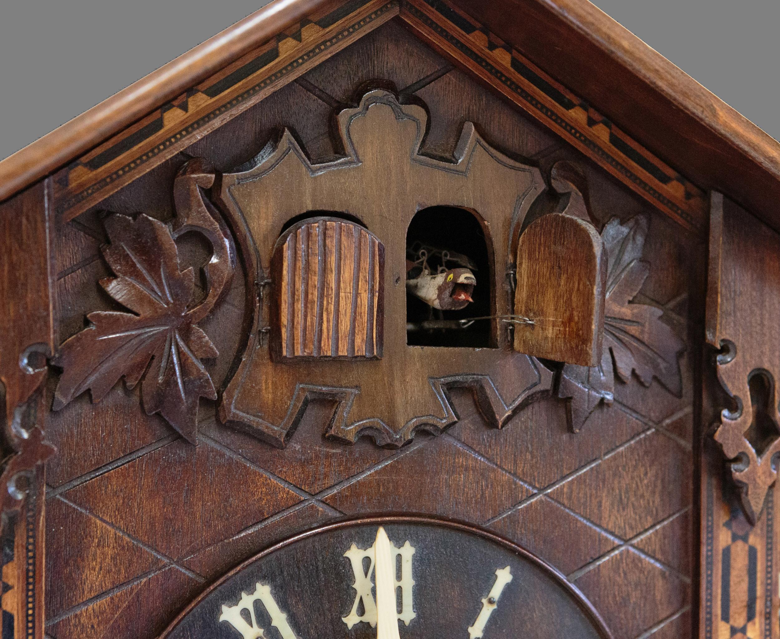 Victorian Black Forest Wall Mounted Cuckoo and Quail Clock