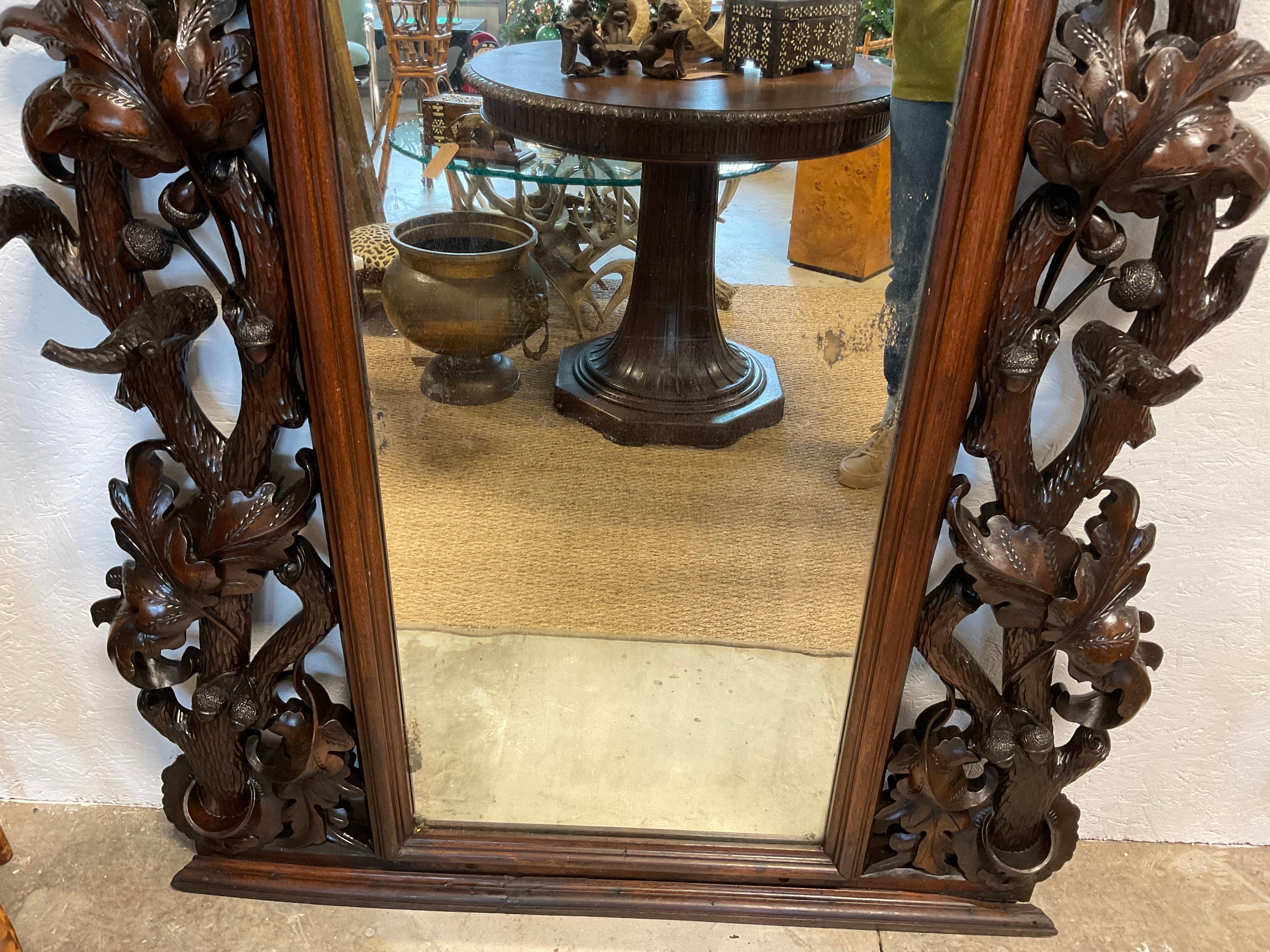 Black Forest Walnut Mantle Mirror In Good Condition In Marietta, GA
