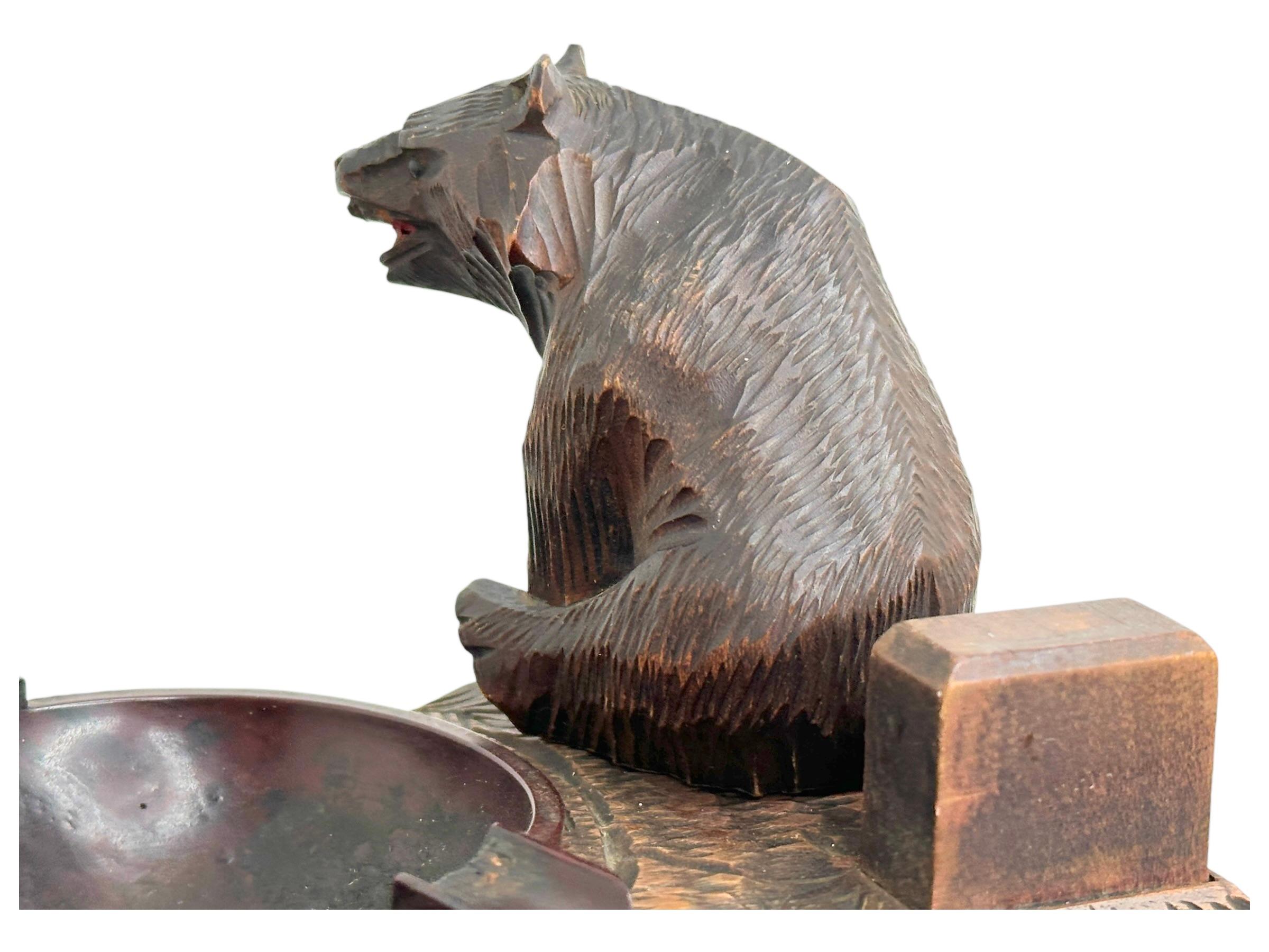 Black Forest Madera Tallada Oso Estatua Fumadores Set Alemán Antiguo 1900s en venta 2