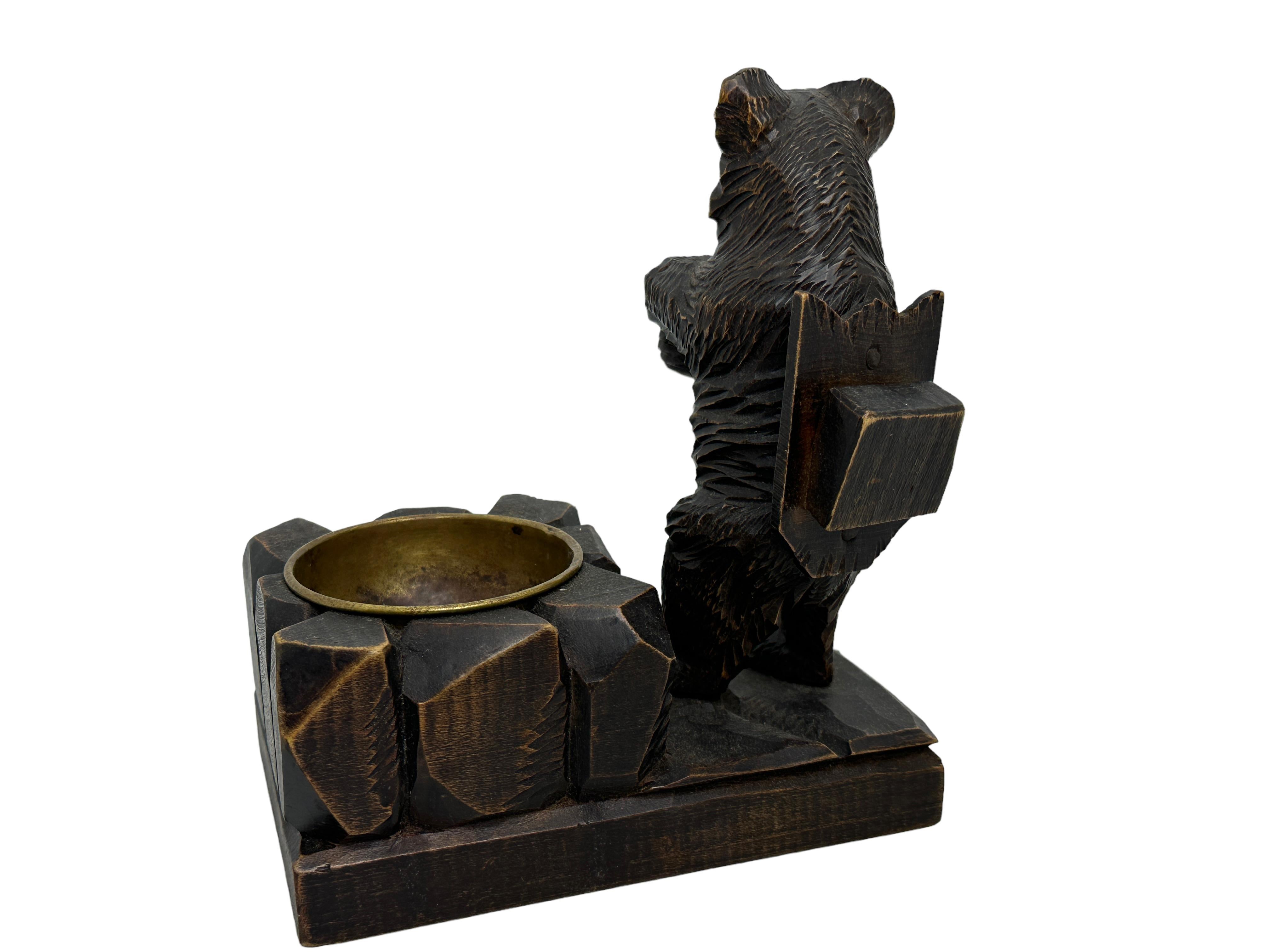 Black Forest Madera Tallada Oso Brienz Estatua Escritorio Accesorio Alemán Antiguo en venta 3