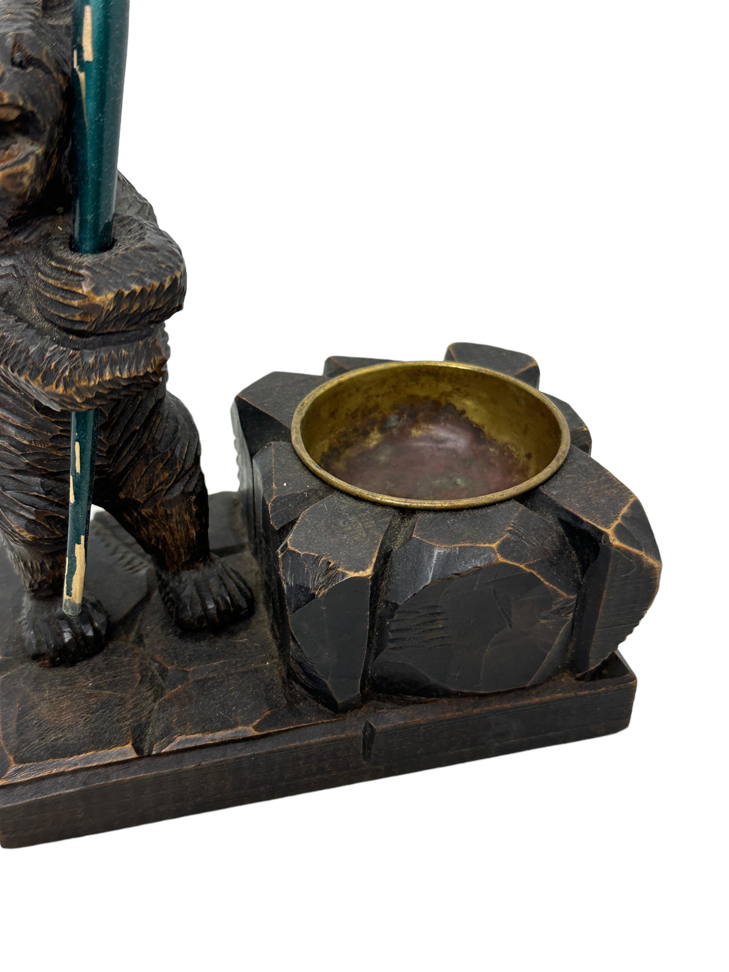 Black Forest Madera Tallada Oso Brienz Estatua Escritorio Accesorio Alemán Antiguo en venta 1