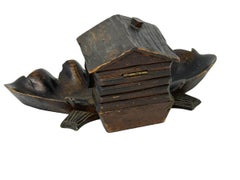 Black Forest Wood Carved Brienz House Inkwell German Vintage, 1890s