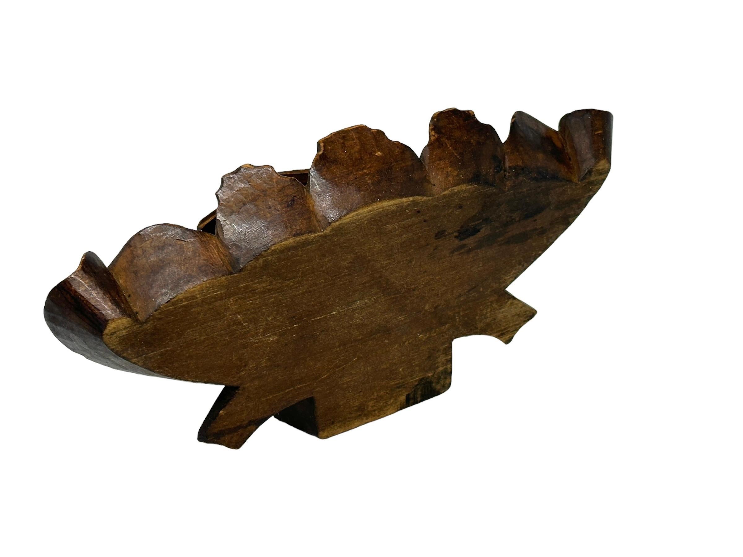 Late 19th Century Black Forest Wood Carved Brienz House Inkwell German Vintage, 1890s For Sale