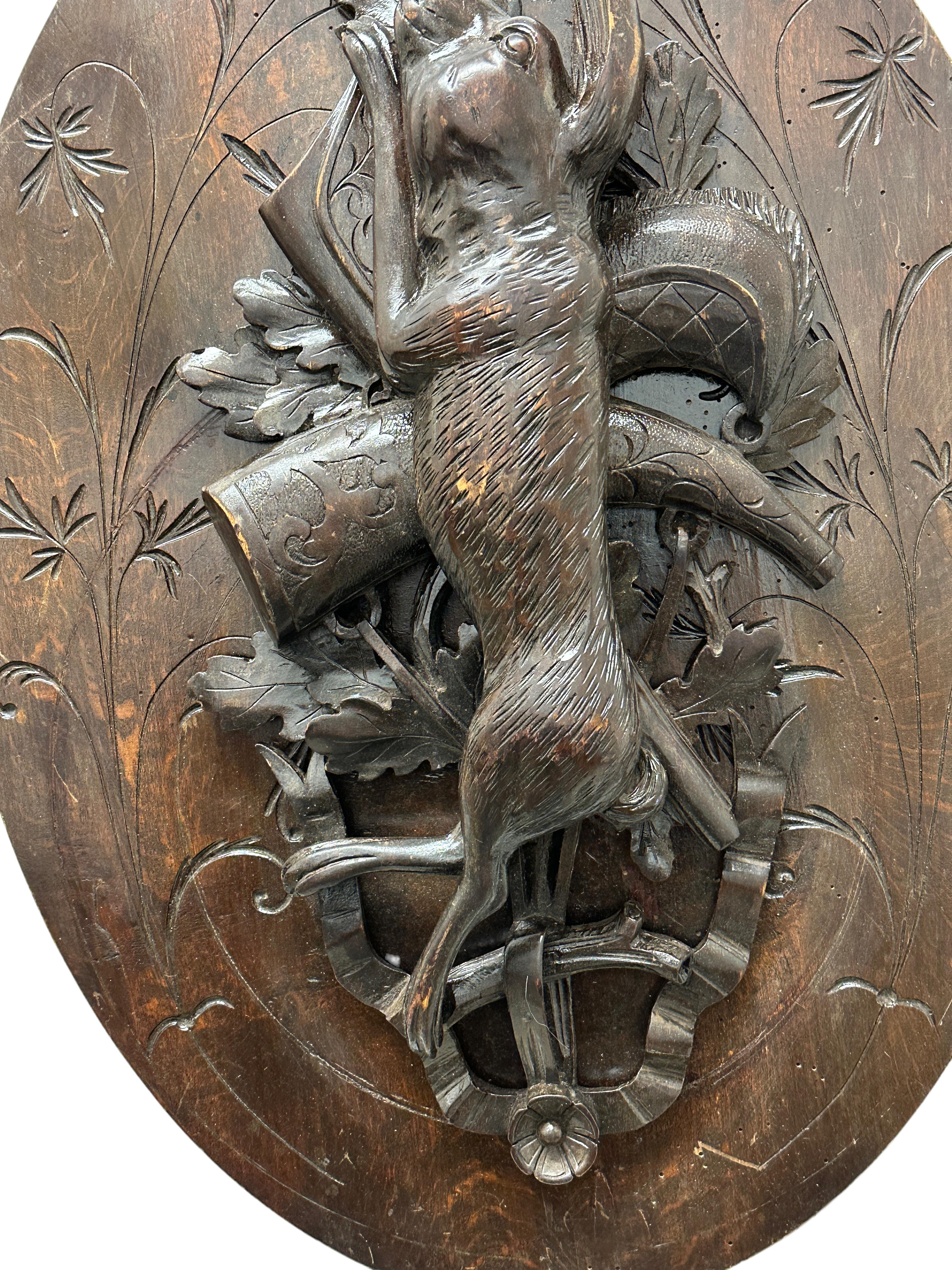 Black Forest Wood Carved Brienz Hunt Plaque Antique, 1890s 4