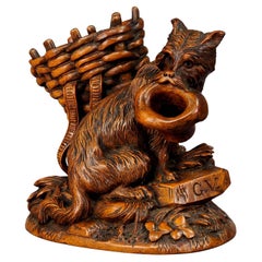 Antique Black Forest Wooden Carved Begging Dog, Brienz, ca. 1900