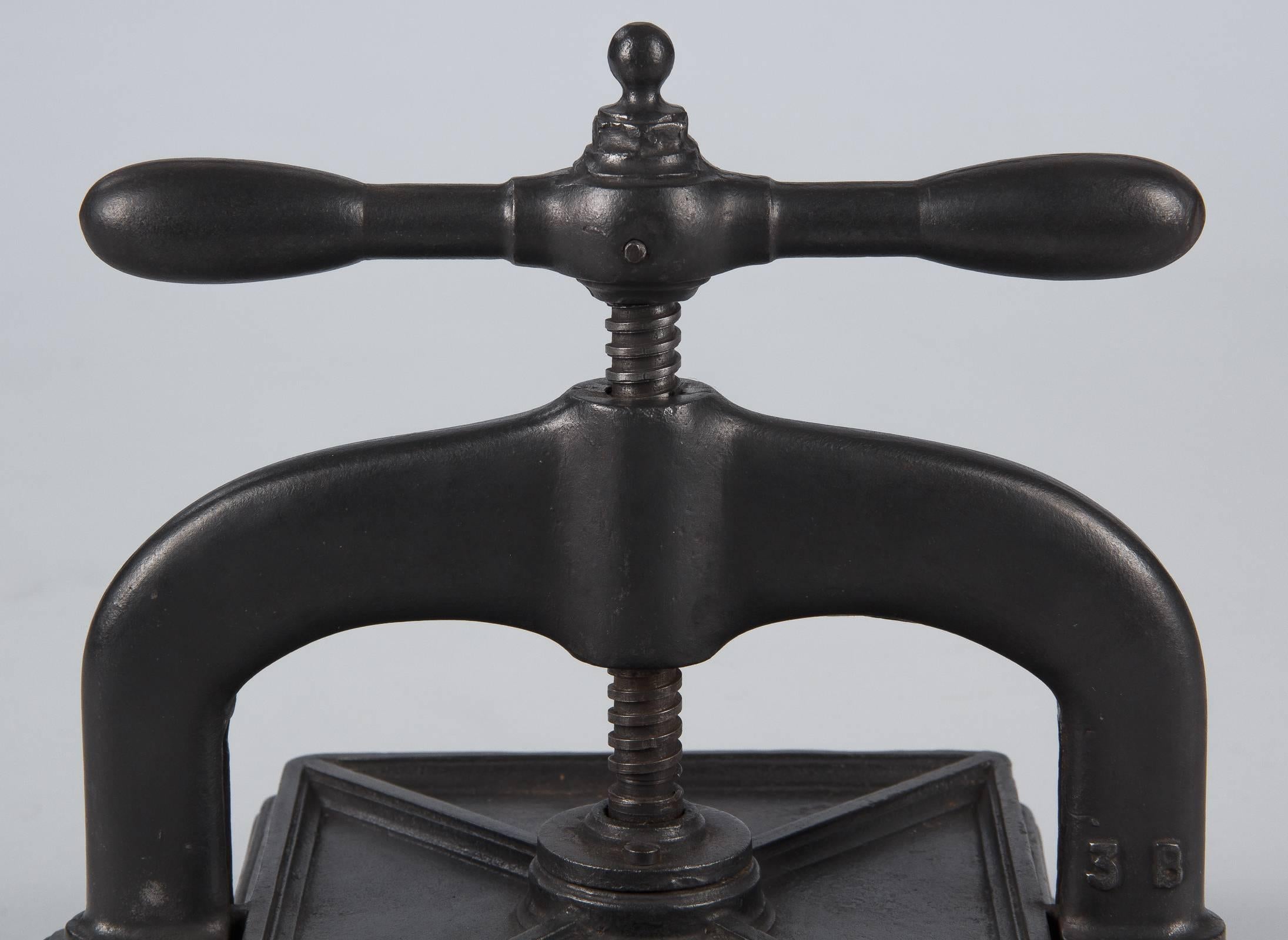Black Forged Iron Book Press, France, Early 1900s 6
