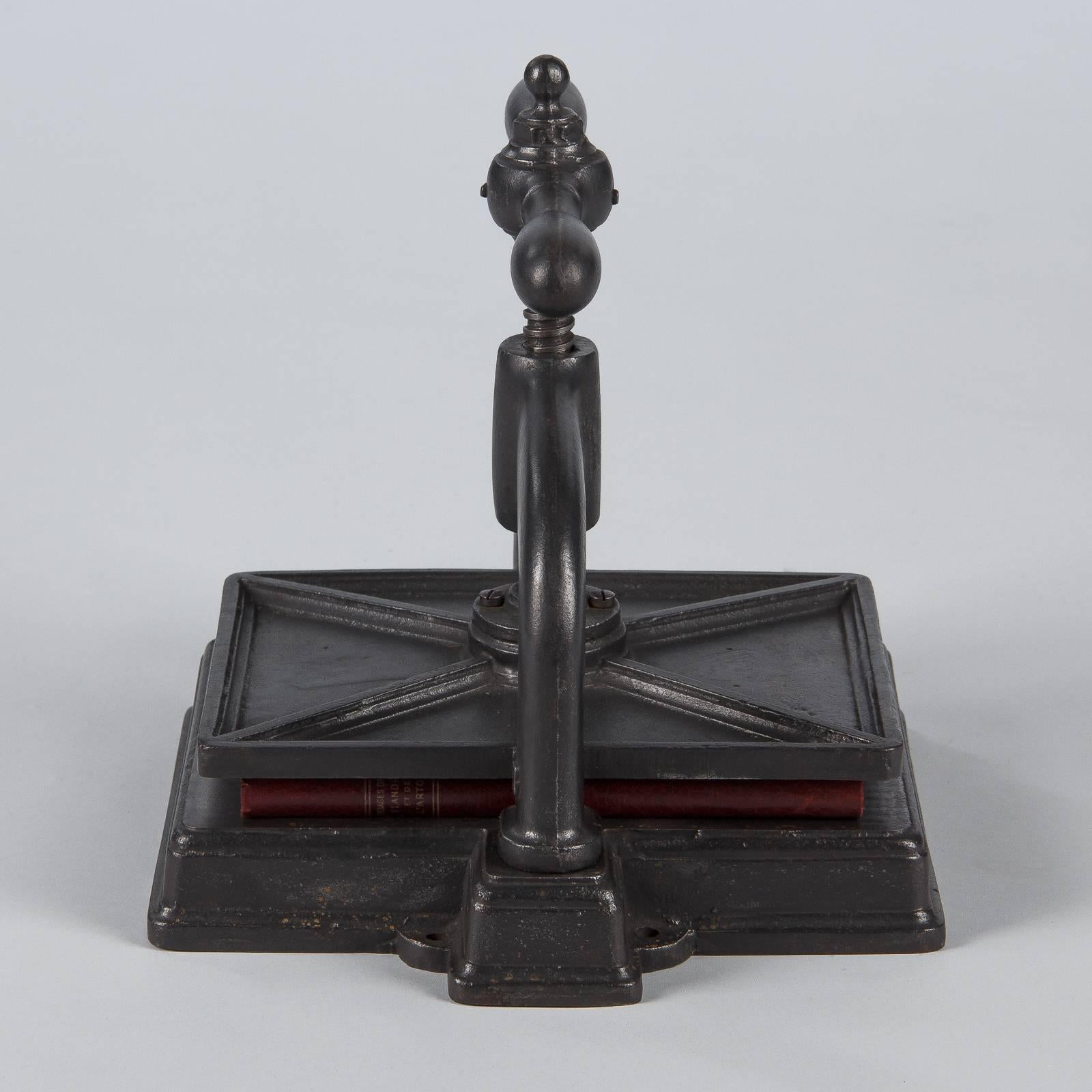 French Black Forged Iron Book Press, France, Early 1900s