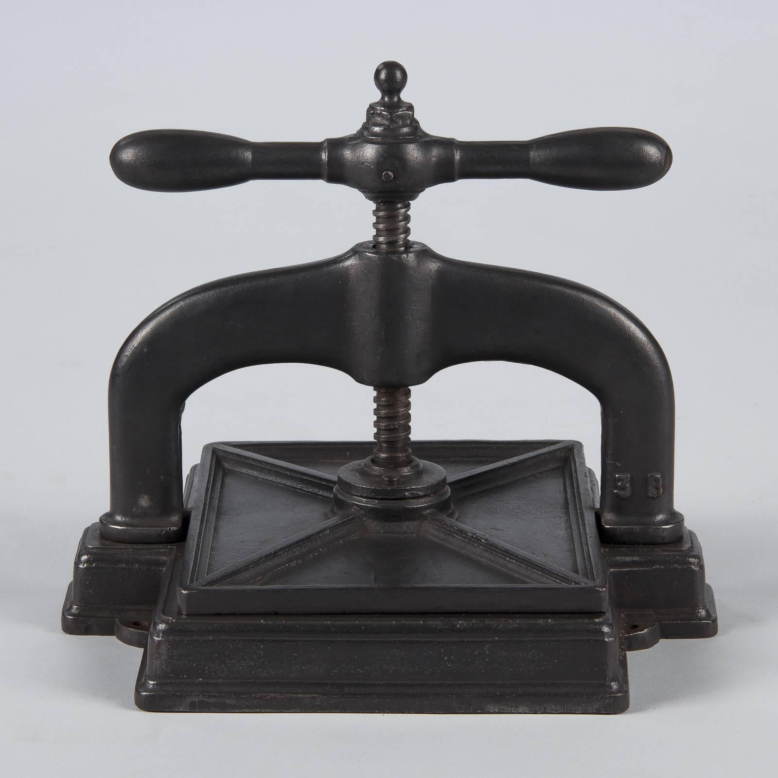 Black Forged Iron Book Press, France, Early 1900s 2