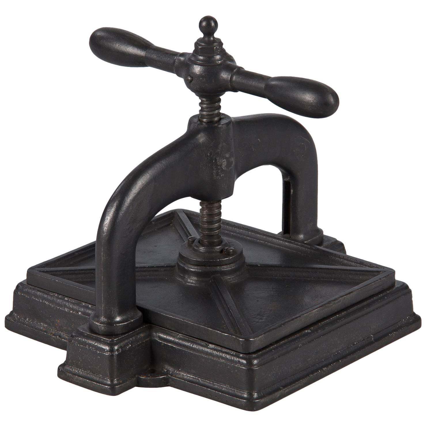 Black Forged Iron Book Press, France, Early 1900s