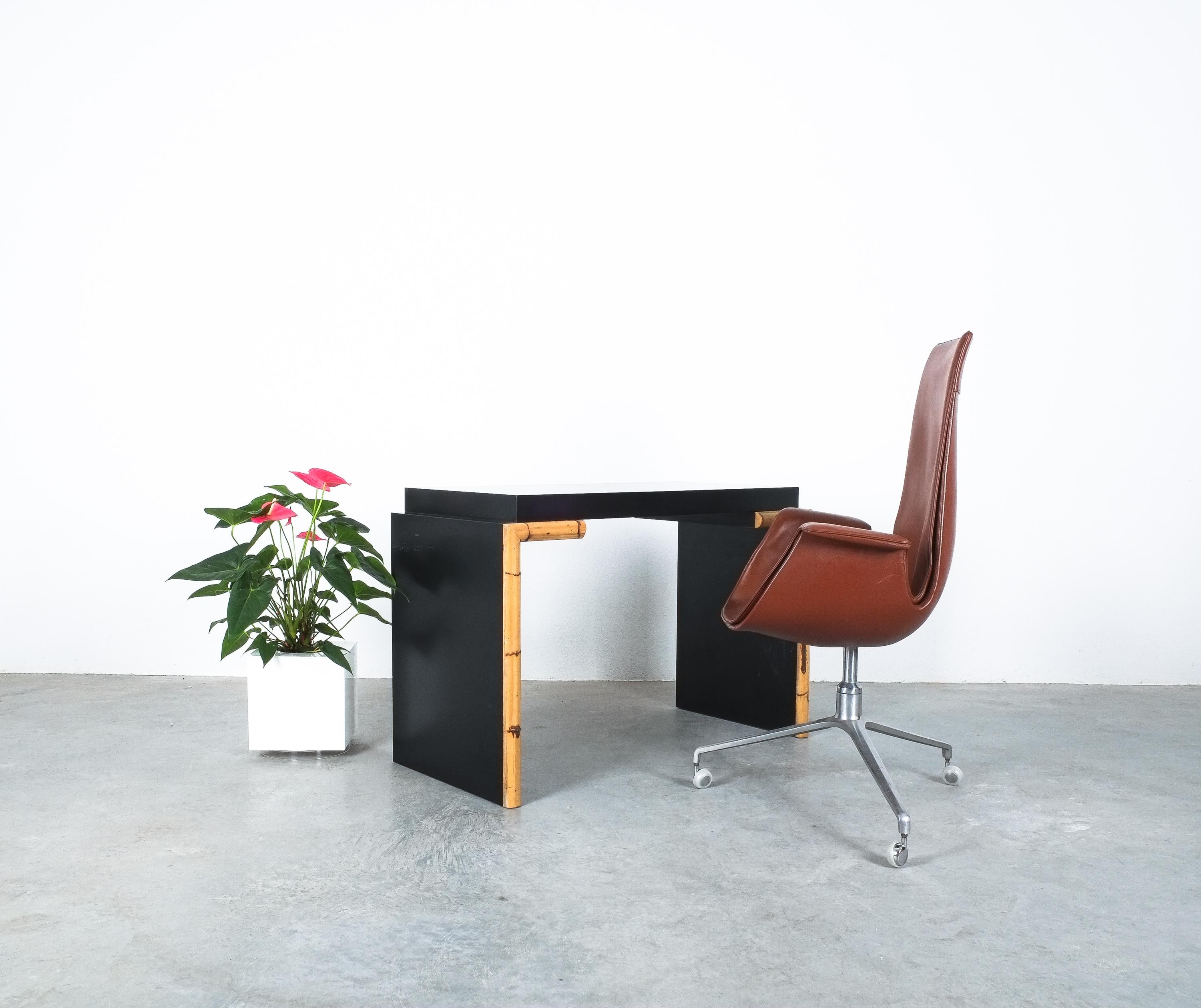 Black Formica Bamboo Desk Postmodern, Italy In Good Condition In Vienna, AT