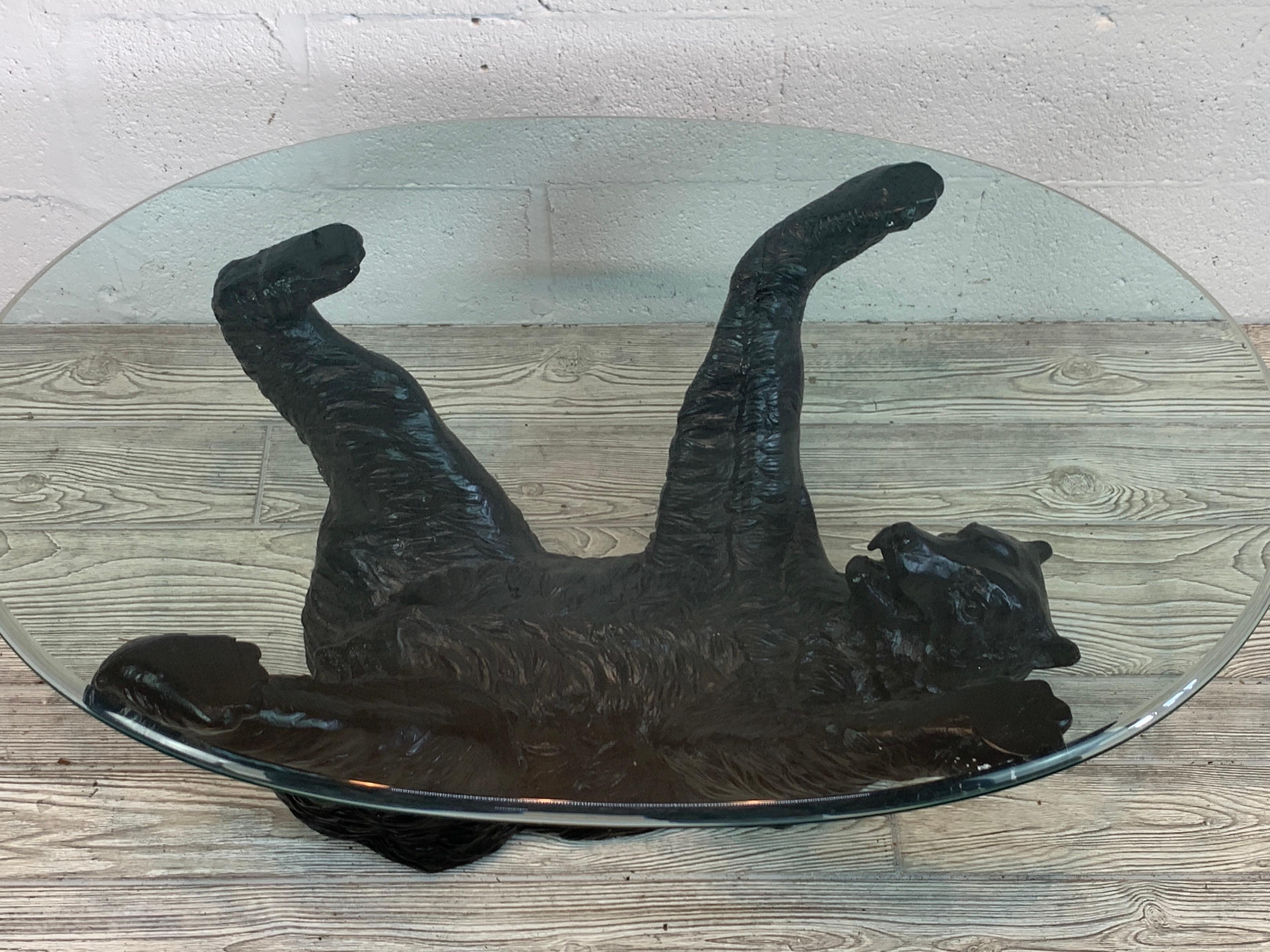 Patinated Black Forrest Style Bronze Bear Coffee Table