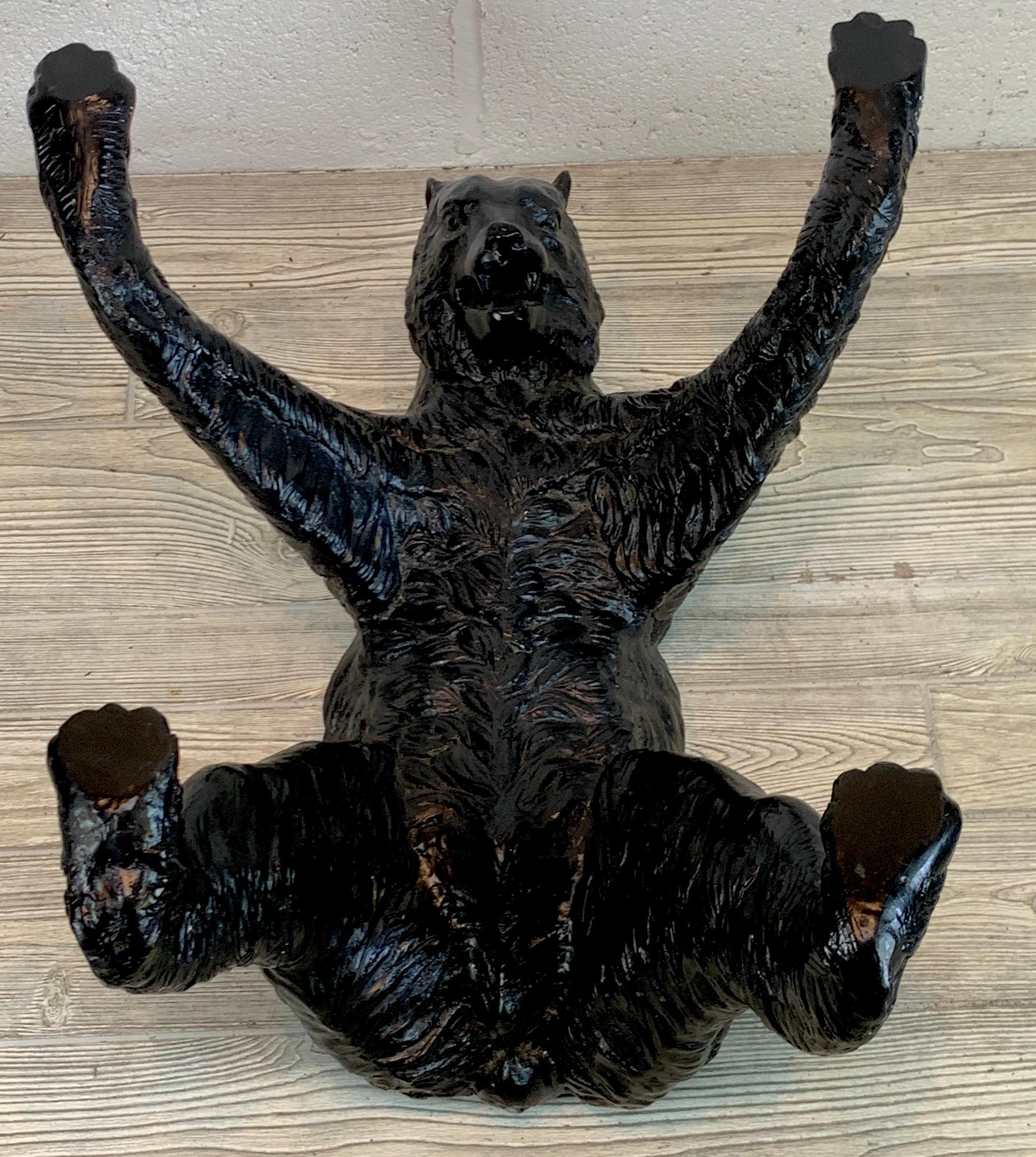 20th Century Black Forrest Style Bronze Bear Coffee Table