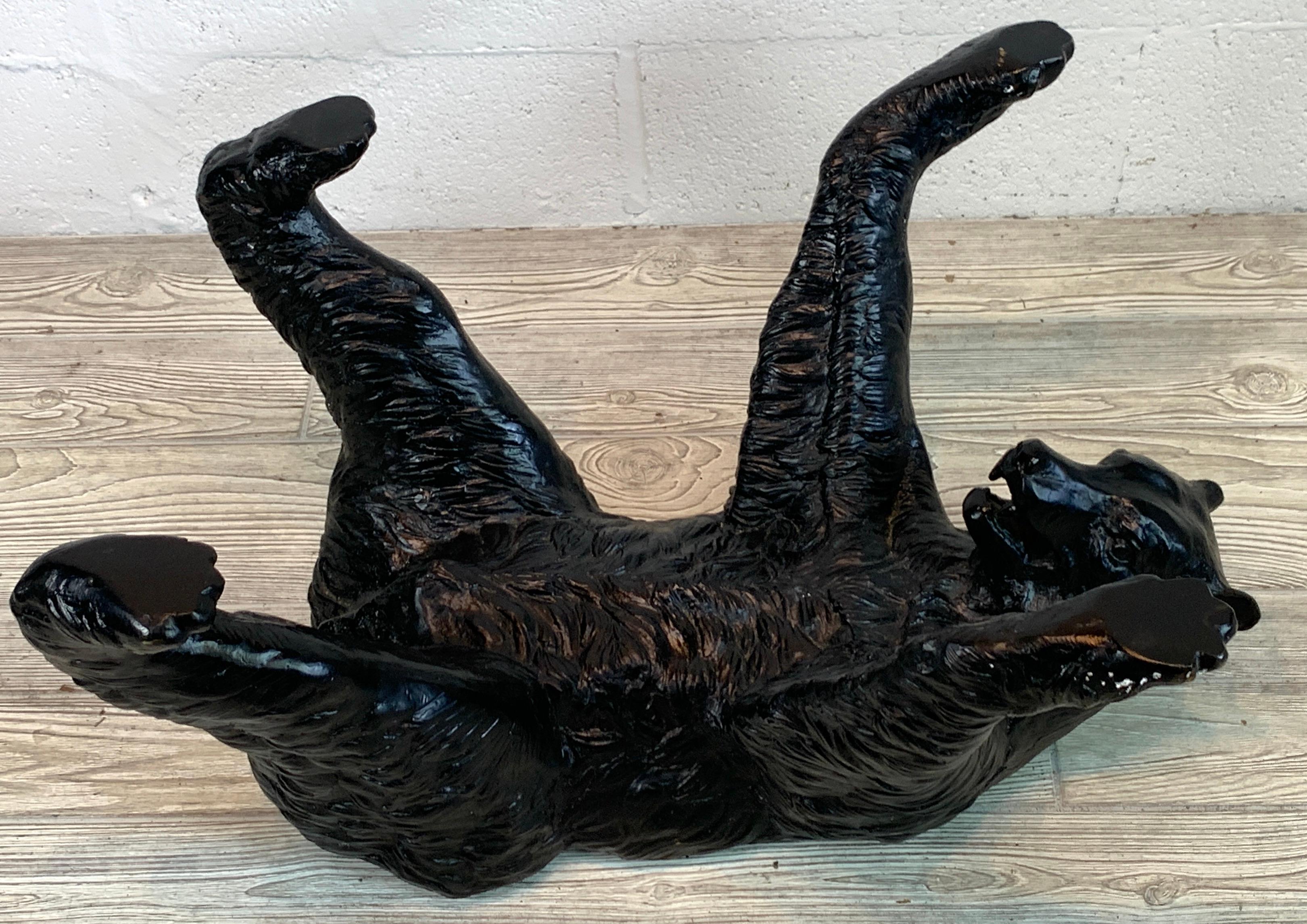 Glass Black Forrest Style Bronze Bear Coffee Table