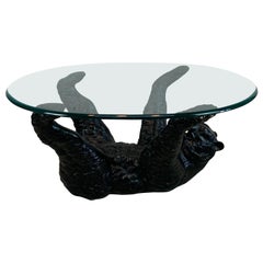 Black Forrest Style Bronze Bear Coffee Table