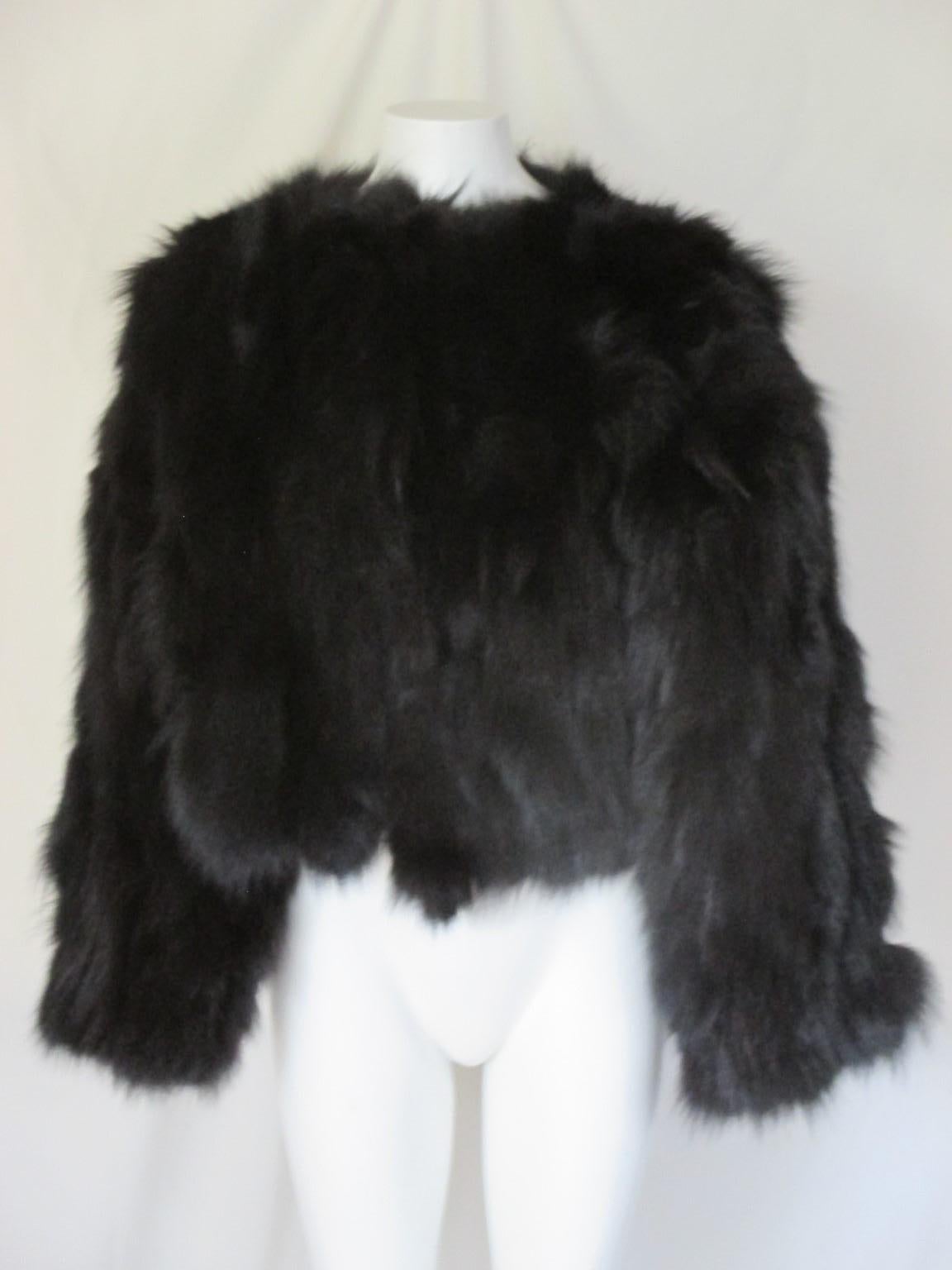 Black Fox Fur Jacket In Good Condition For Sale In Amsterdam, NL