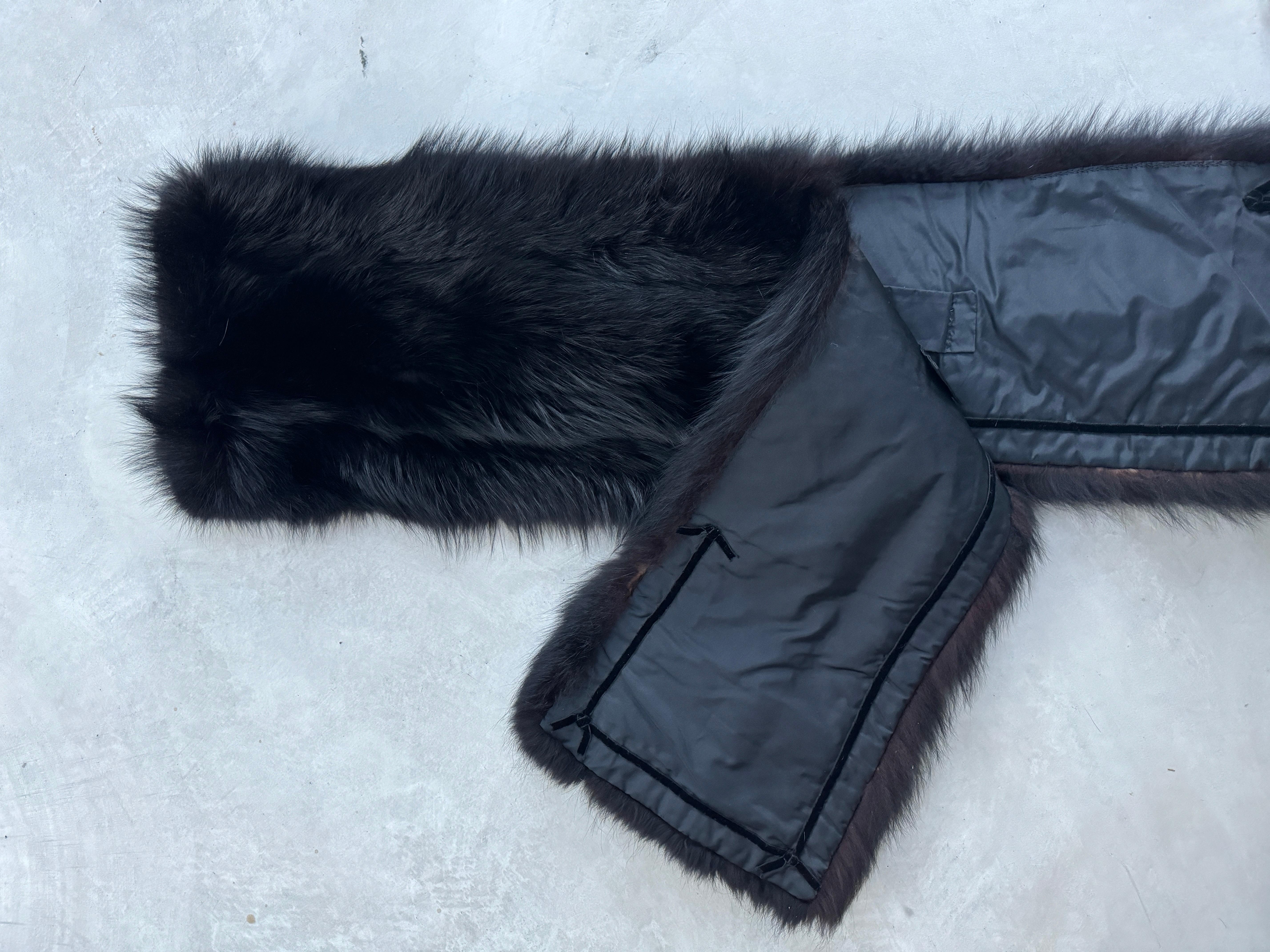  Black Fox Fur Stole Wrap Vintage 1980s For Sale 7
