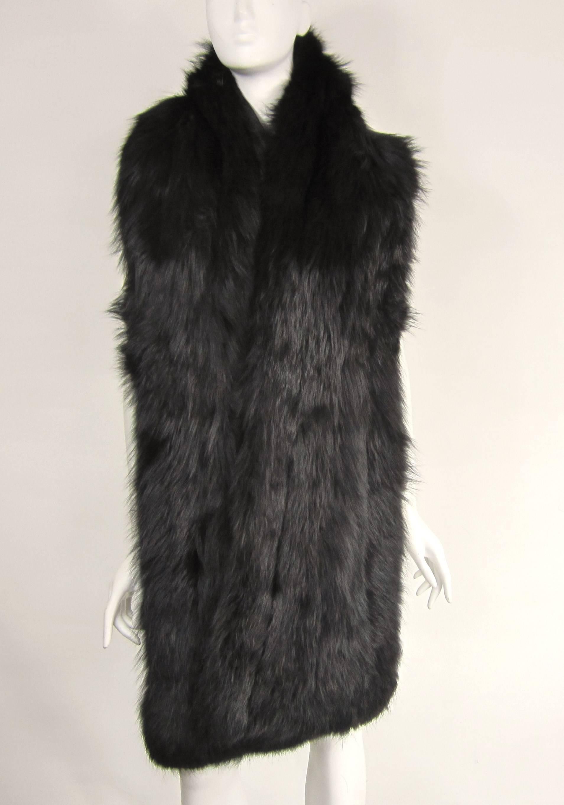  Black Fox Fur Stole Wrap Vintage 1980s In Good Condition For Sale In Wallkill, NY