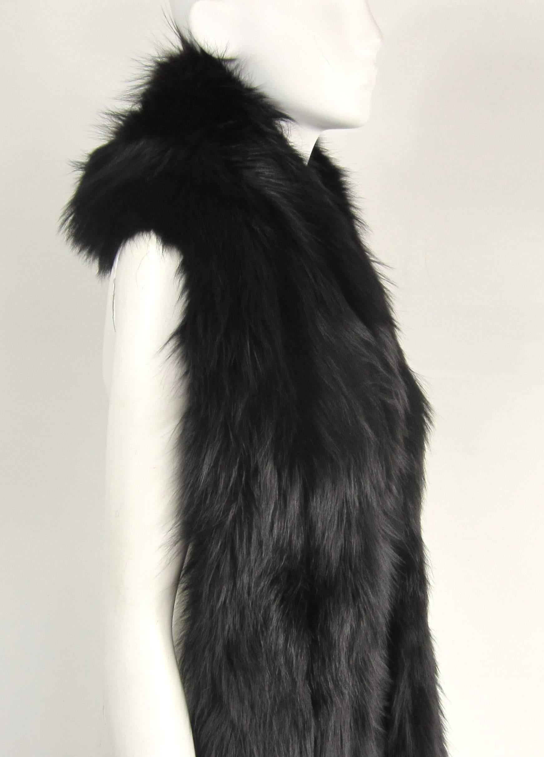  Black Fox Fur Stole Wrap Vintage 1980s For Sale 2