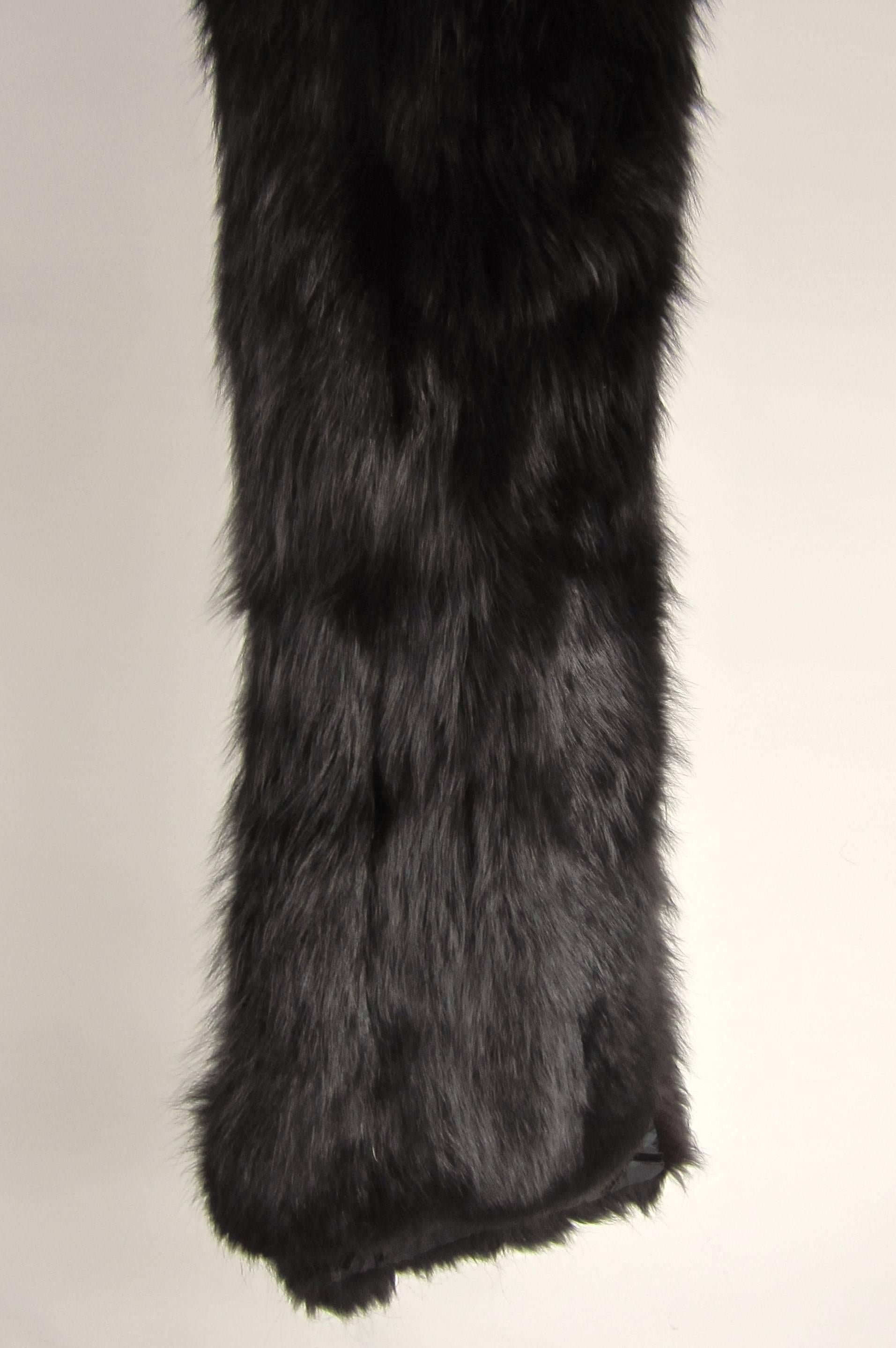  Black Fox Fur Stole Wrap Vintage 1980s For Sale 4