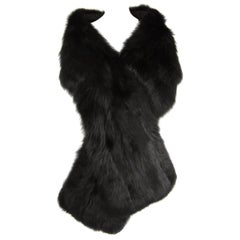 Black Fox Fur Stole Wrap Vintage 1980s
