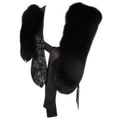Gilet en fourrure de renard noir vintage