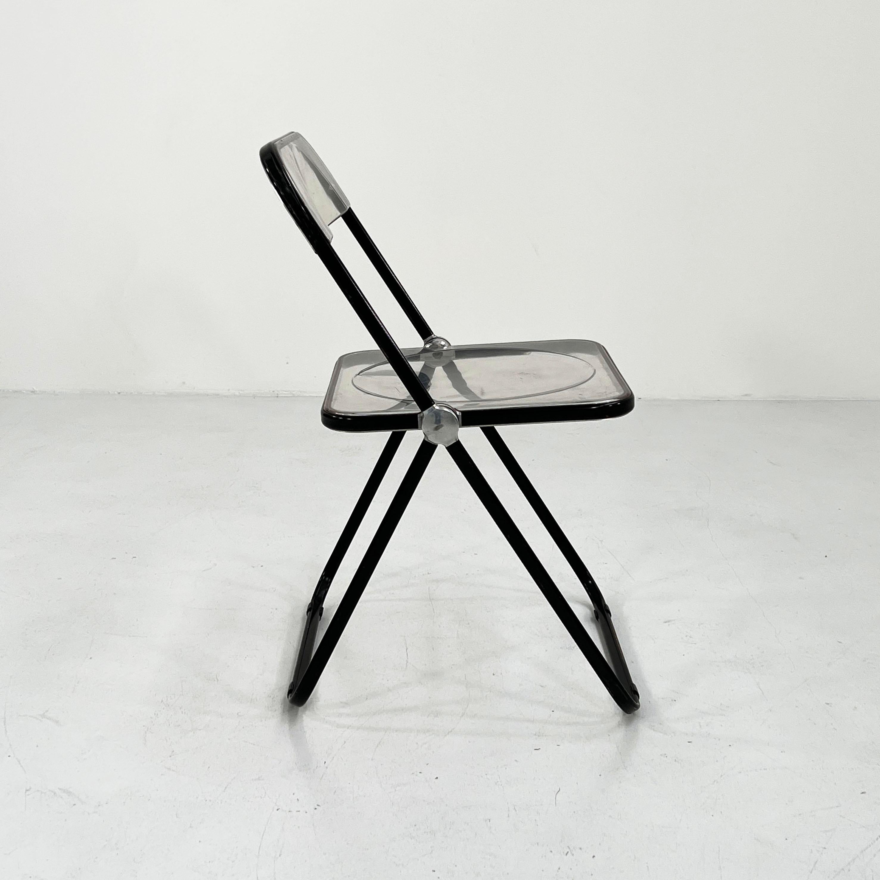 Mid-Century Modern Black Frame Plia Folding Chair by Giancarlo Piretti for Anonima Castelli, 1960s