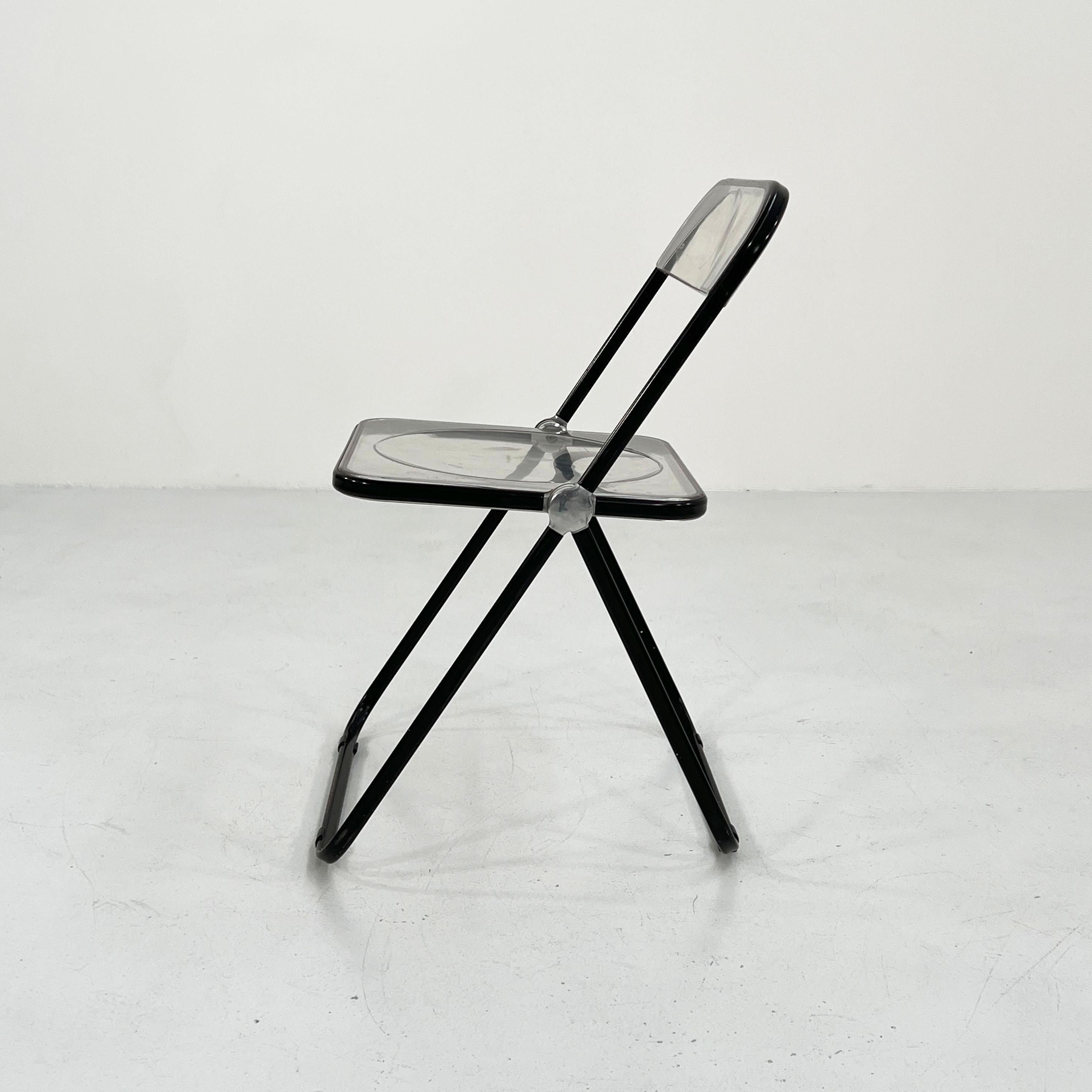 Mid-20th Century Black Frame Plia Folding Chair by Giancarlo Piretti for Anonima Castelli, 1960s