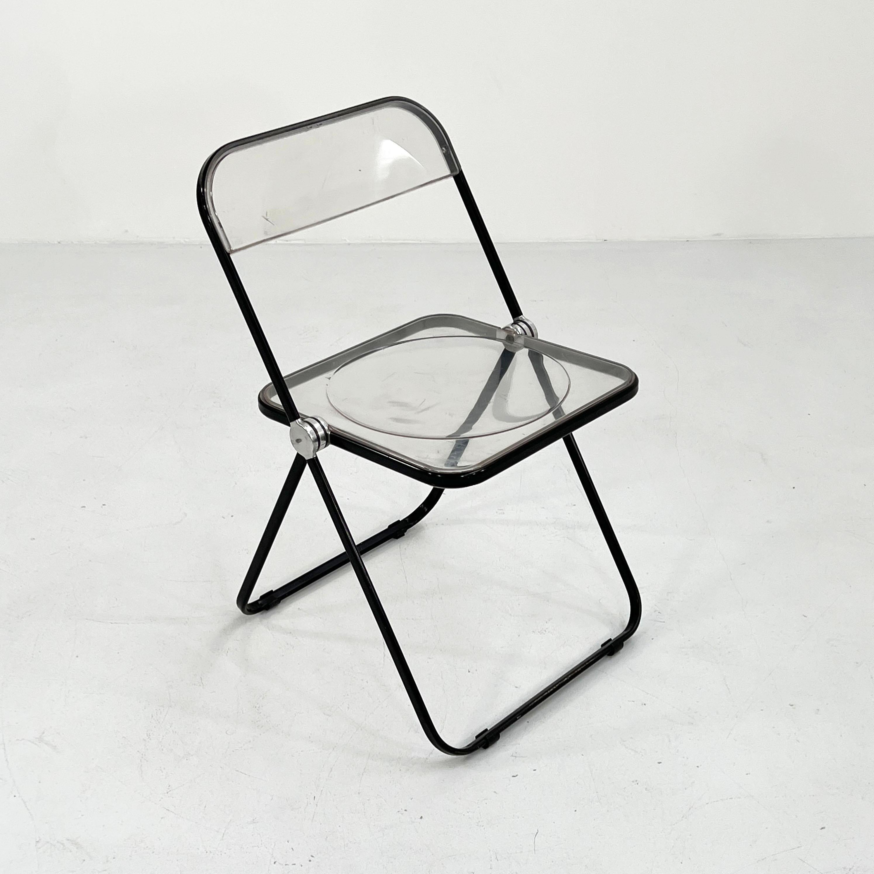 Metal Black Frame Plia Folding Chair by Giancarlo Piretti for Anonima Castelli, 1960s
