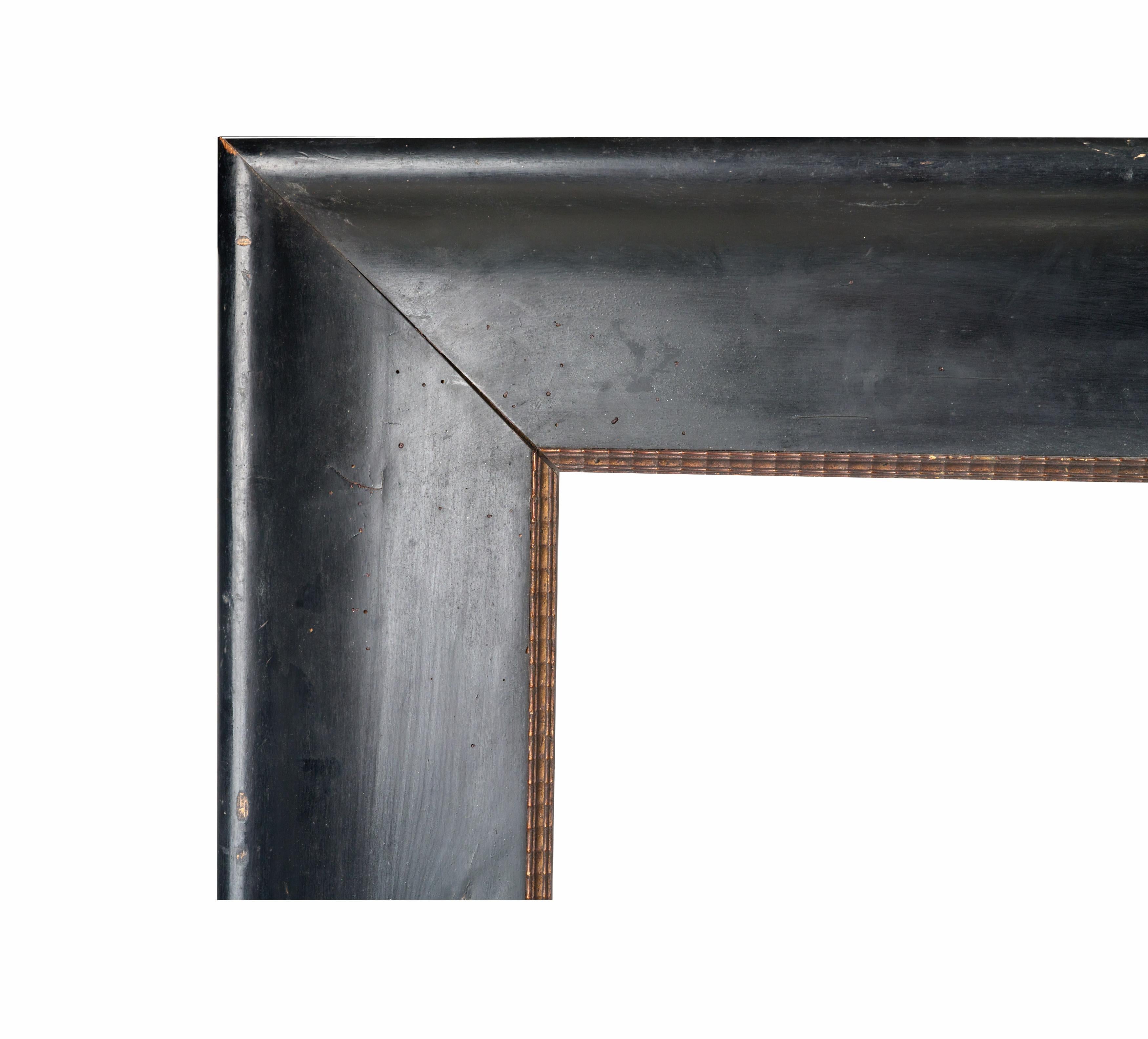 Schwarzer Rahmen mit einfacher Bordüre und Originalholz im Zustand „Gut“ im Angebot in Chicago, IL