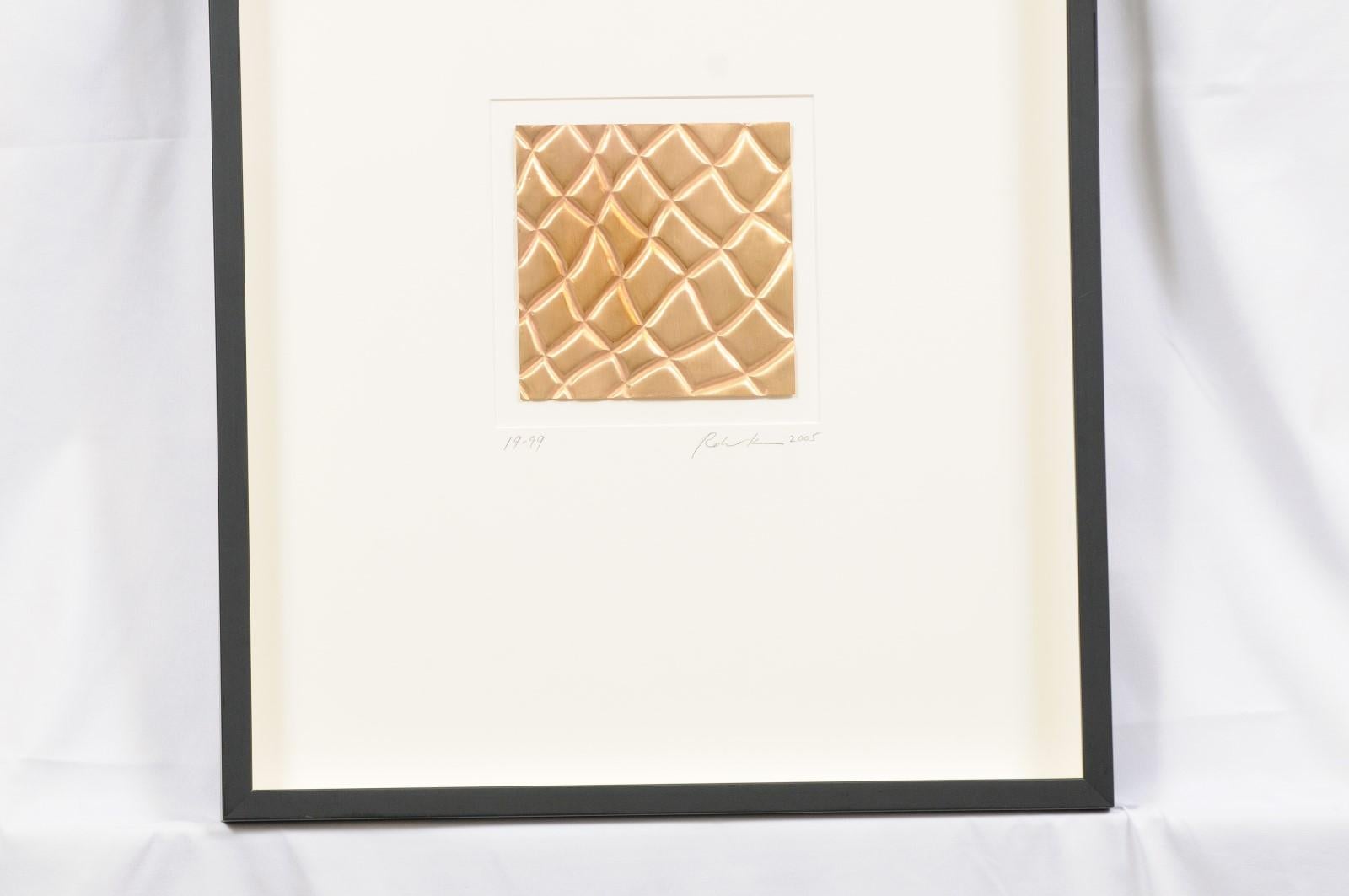 Other Black Framed Square Gold Textured Art - Robert Kuo For Sale