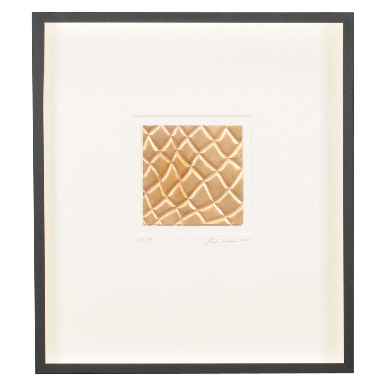 Black Framed Square Gold Textured Art - Robert Kuo For Sale