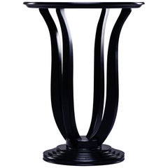 Black French Art Deco Round Side or Center Table