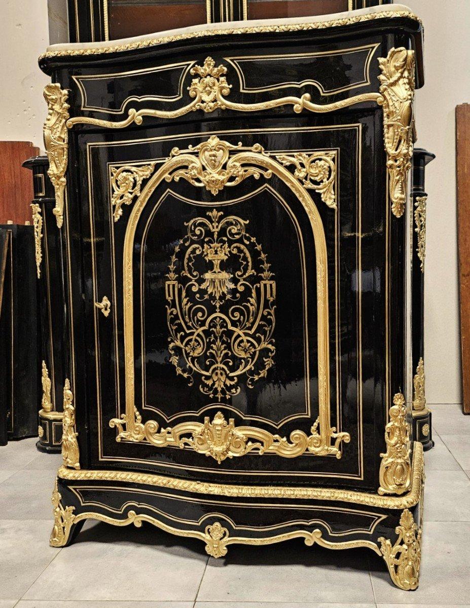 Black French Cabinet. Boulle Marquetry Gilt Bronze Brass Napoleon III For Sale 6