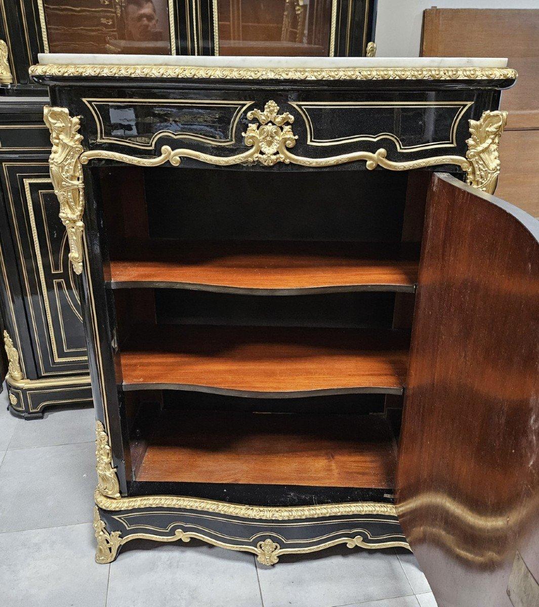 Black French Cabinet. Boulle Marquetry Gilt Bronze Brass Napoleon III For Sale 1
