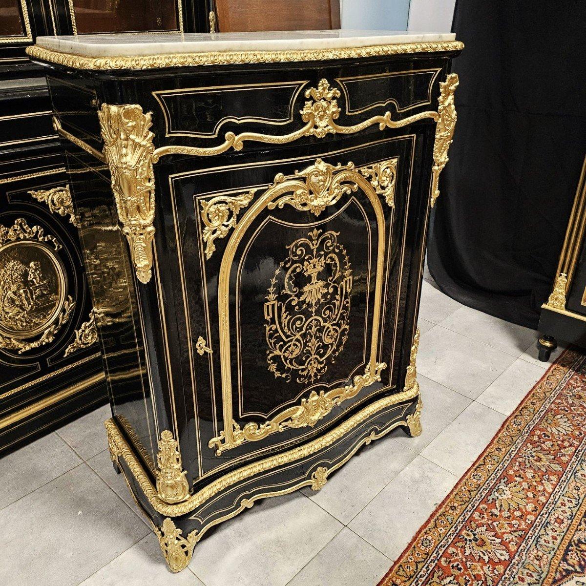 Black French Cabinet. Boulle Marquetry Gilt Bronze Brass Napoleon III For Sale 4