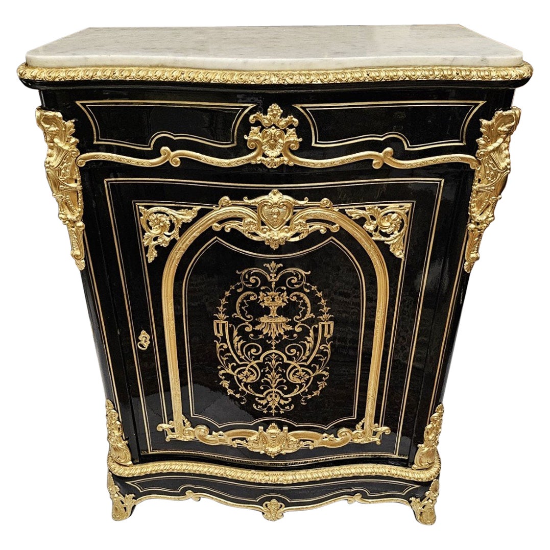 Armadio francese nero. Boulle Intarsio Bronzo dorato Ottone Napoleone III