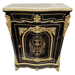 Black French Cabinet. Boulle Marquetry Gilt Bronze Brass Napoleon III