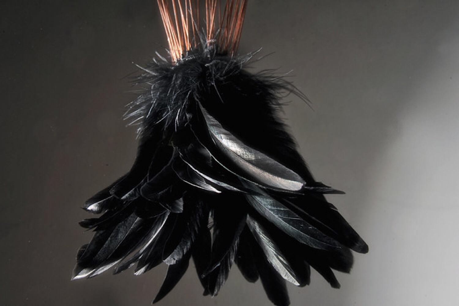 Black French Feathers Pendant In New Condition For Sale In Paris, FR