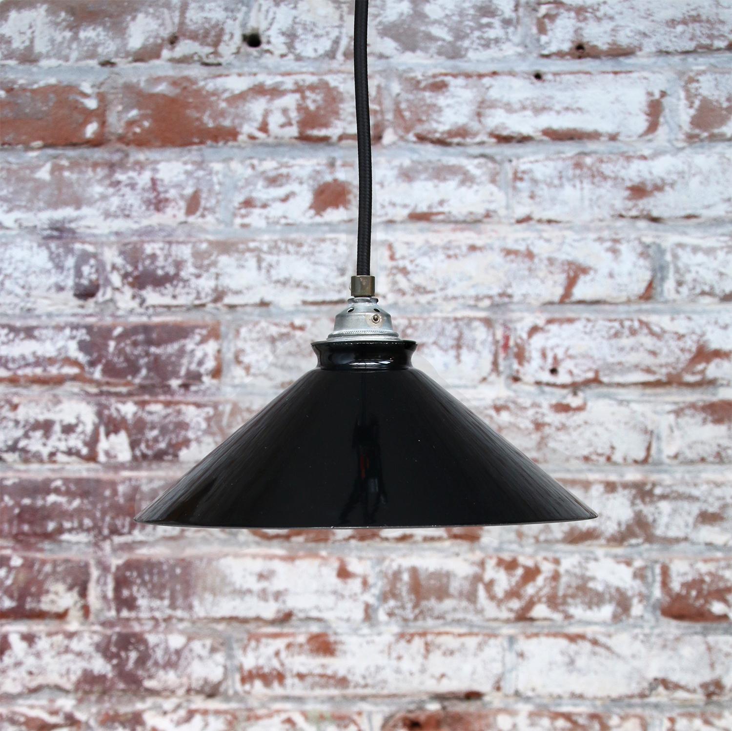 20th Century Black French Opaline Glass Shades French Pendant Lights