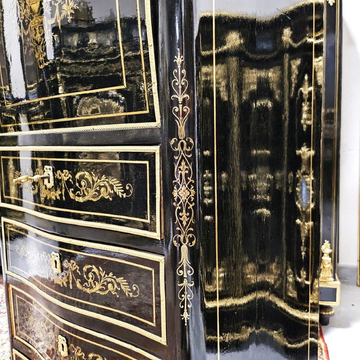 Mid-19th Century Black French Secretary Napoleon III and Boulle Brass Gilt Bronze 19th Century