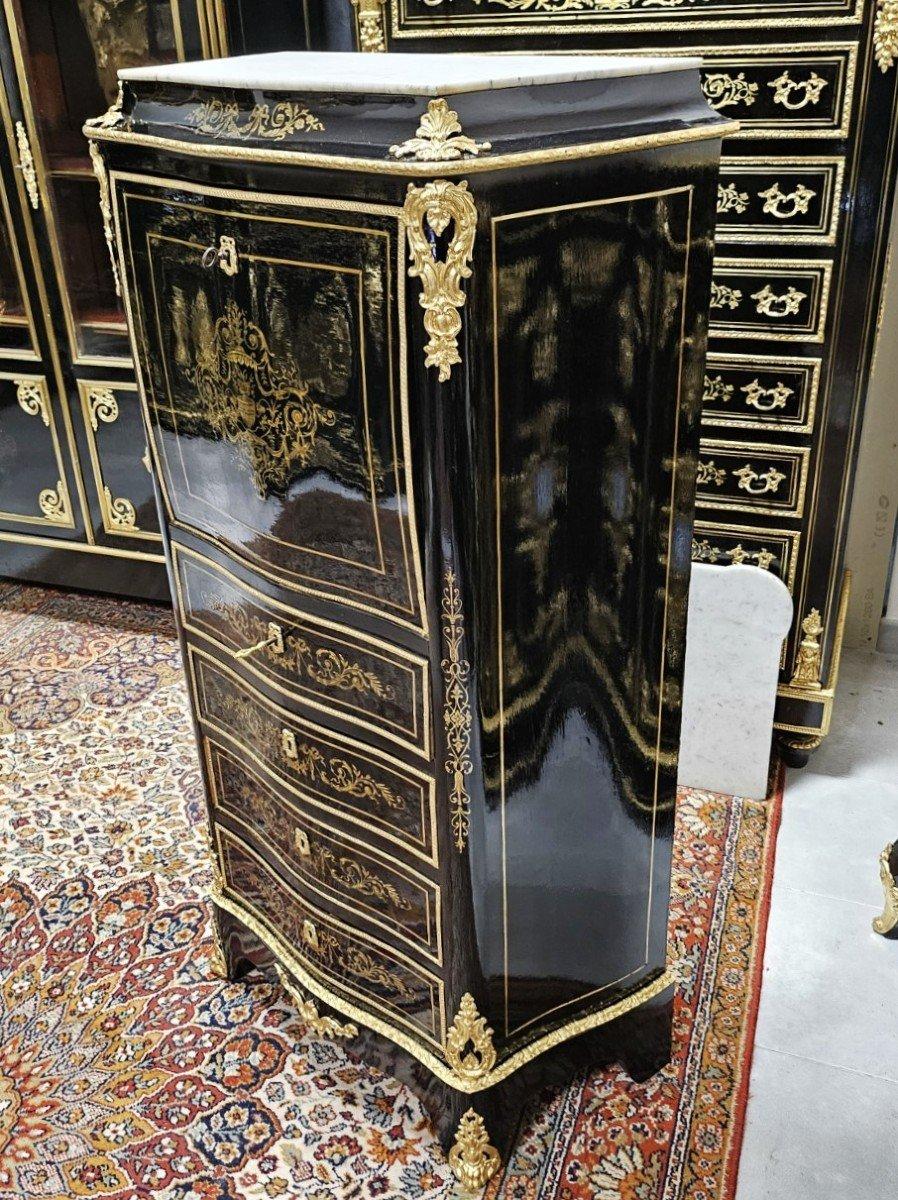 Black French Secretary Napoleon III and Boulle Brass Gilt Bronze 19th Century 4