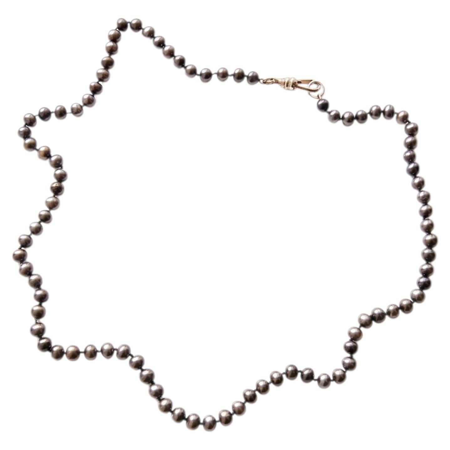 Collana a girocollo con perle nere, 18"