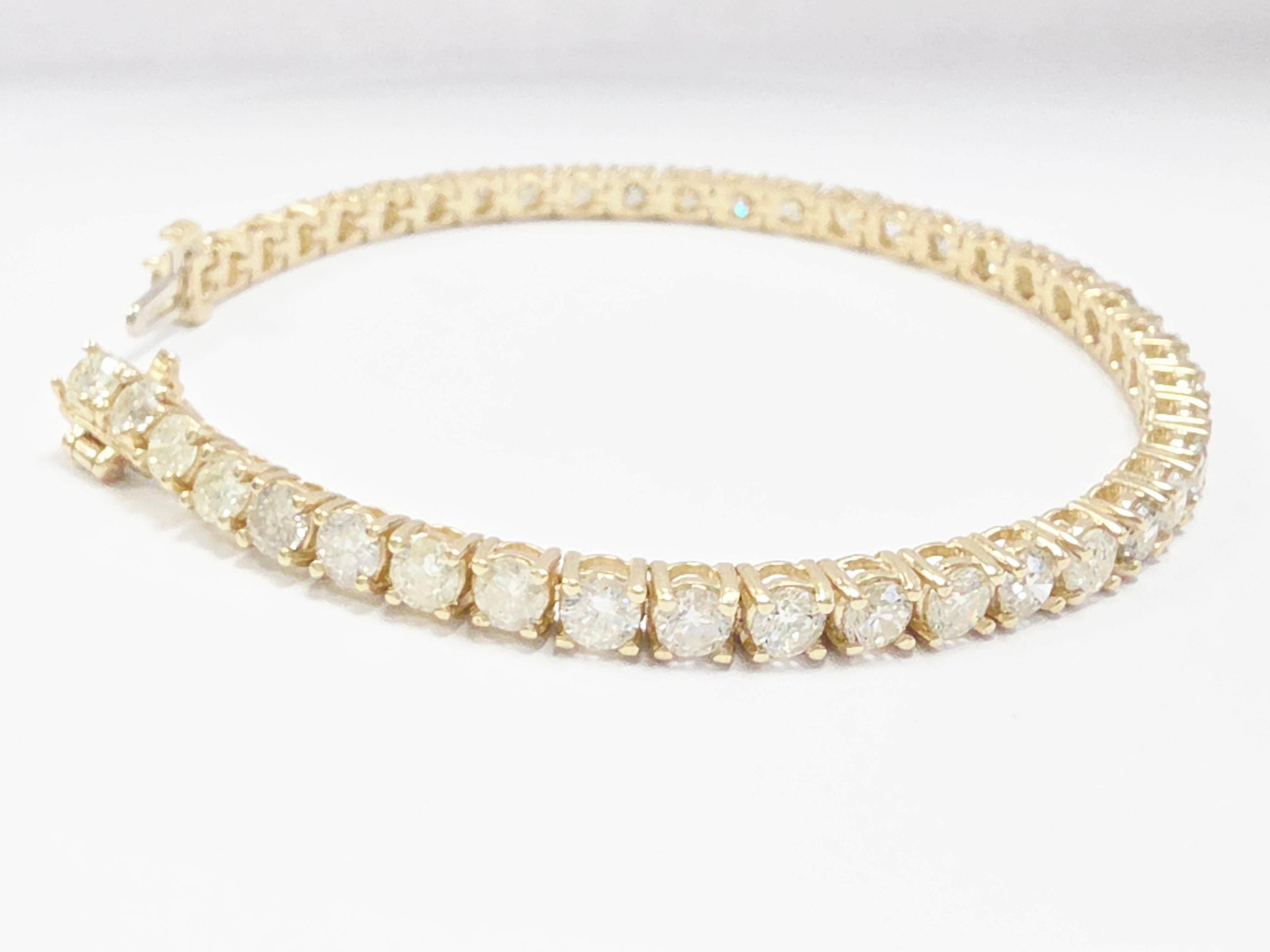 OFERTA BLACK FRIDAY Pulsera de tenis de diamantes naturales de 8,02 quilates y oro amarillo de 14 quilates Contemporáneo en venta