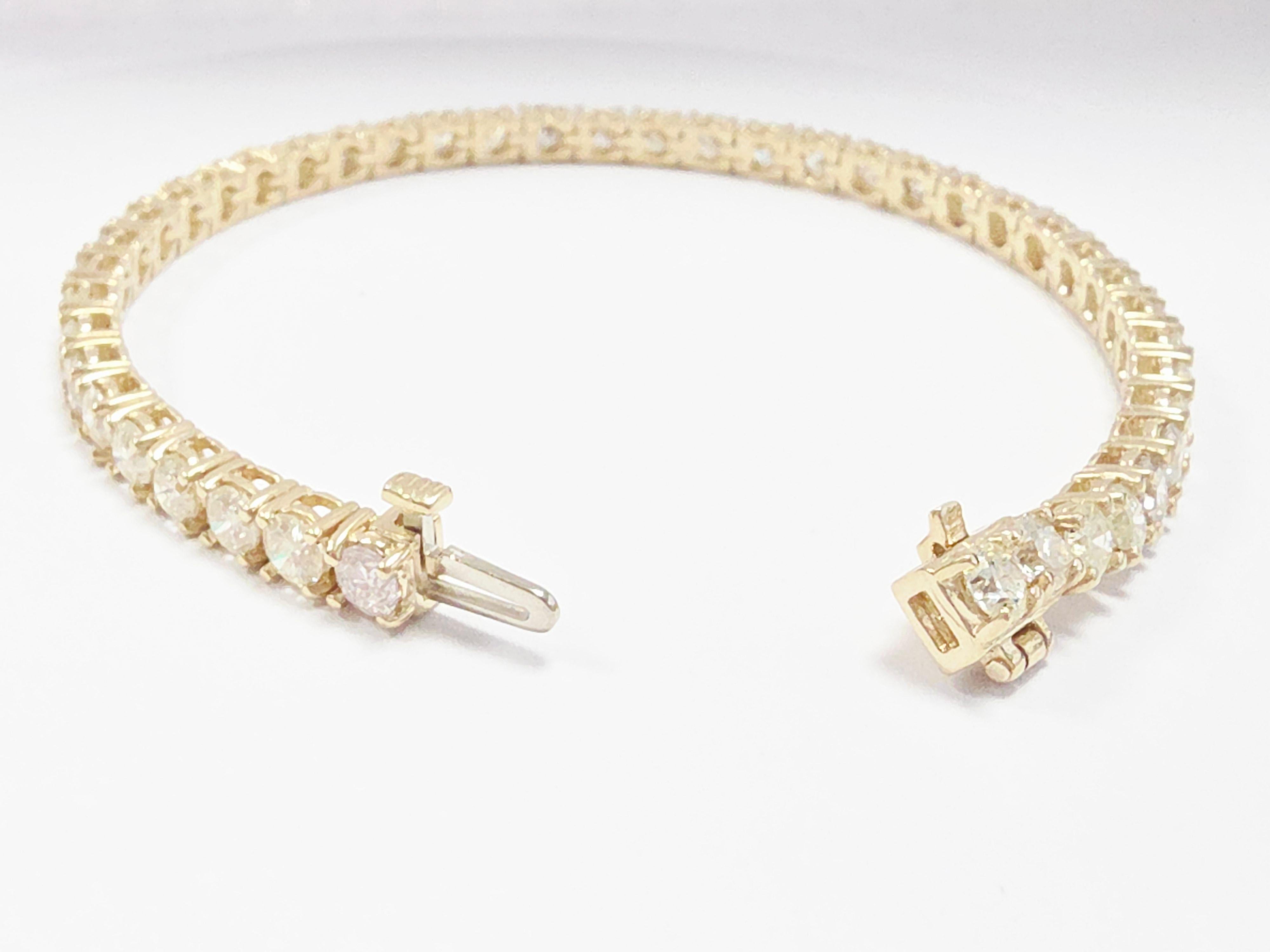 OFERTA BLACK FRIDAY Pulsera de tenis de diamantes naturales de 8,02 quilates y oro amarillo de 14 quilates Corte brillante en venta