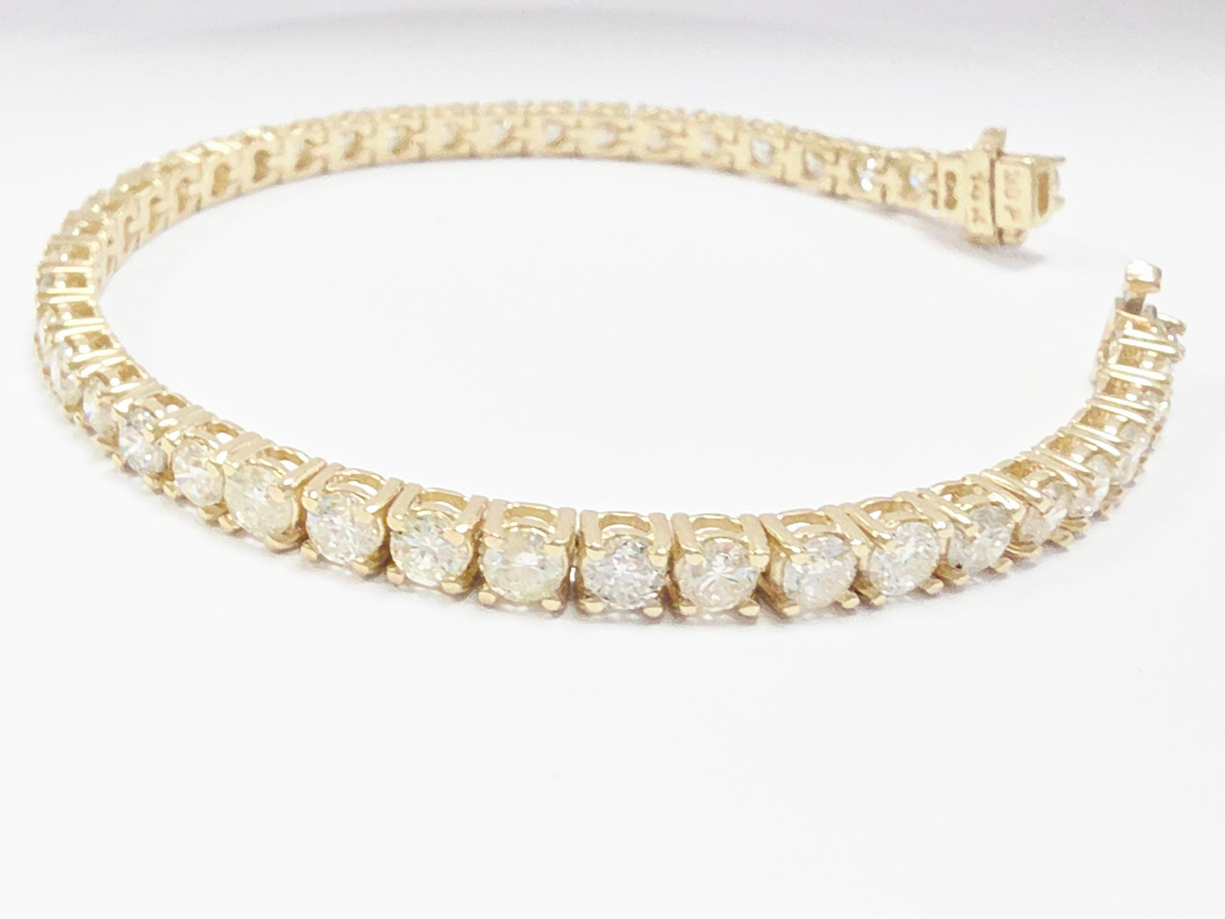 OFERTA BLACK FRIDAY Pulsera de tenis de diamantes naturales de 8,02 quilates y oro amarillo de 14 quilates en Nuevo estado para la venta en Great Neck Plaza, NY