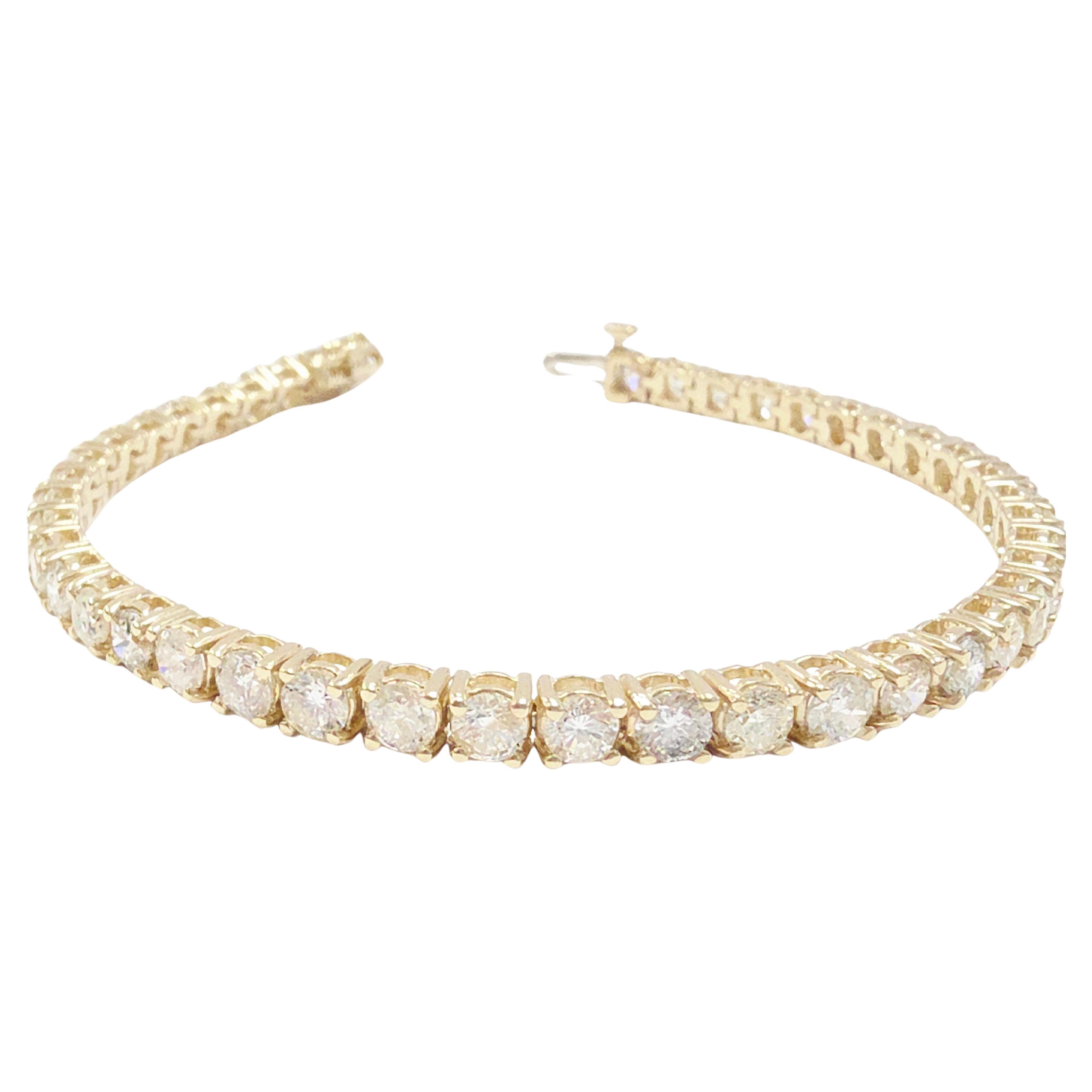 OFERTA BLACK FRIDAY Pulsera de tenis de diamantes naturales de 8,02 quilates y oro amarillo de 14 quilates