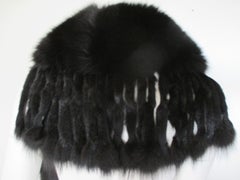 Black Fringed Fox Fur Stole Collar